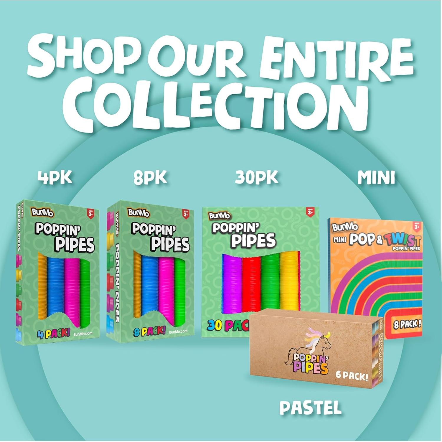 BUNMO Tubos Pop - Juguetes Sensoriales para Niños 3+ - Paquete de 8