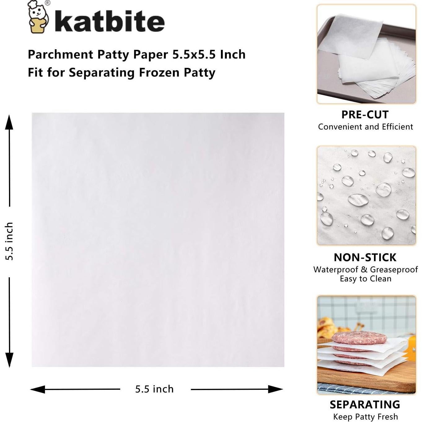 Papel Pergamino Antiadherente Katbite 1000 Hojas 14x14 cm