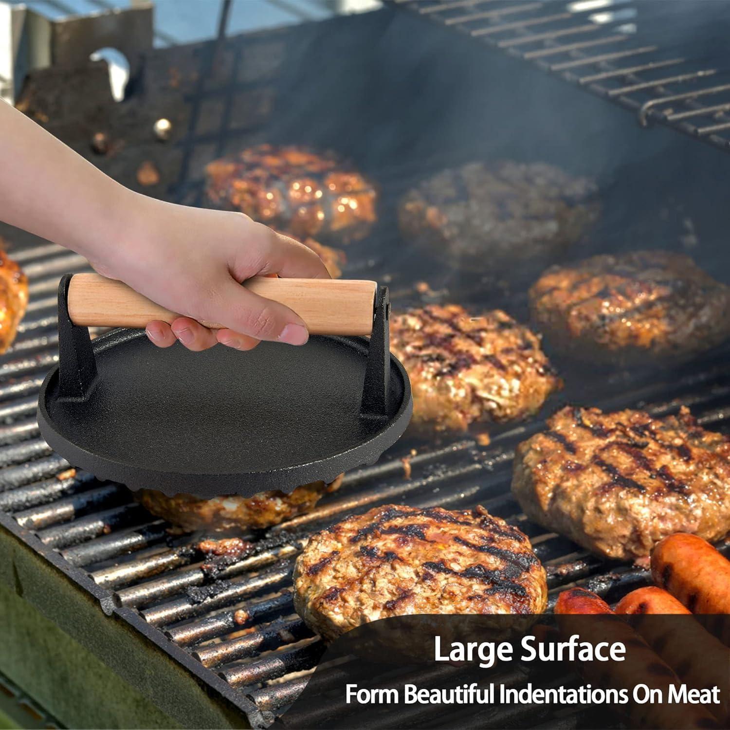 Kit de Accesorios BBQ RunTo: Cubierta Acero Inoxidable 30.48 cm y Prensa Hierro Fundido