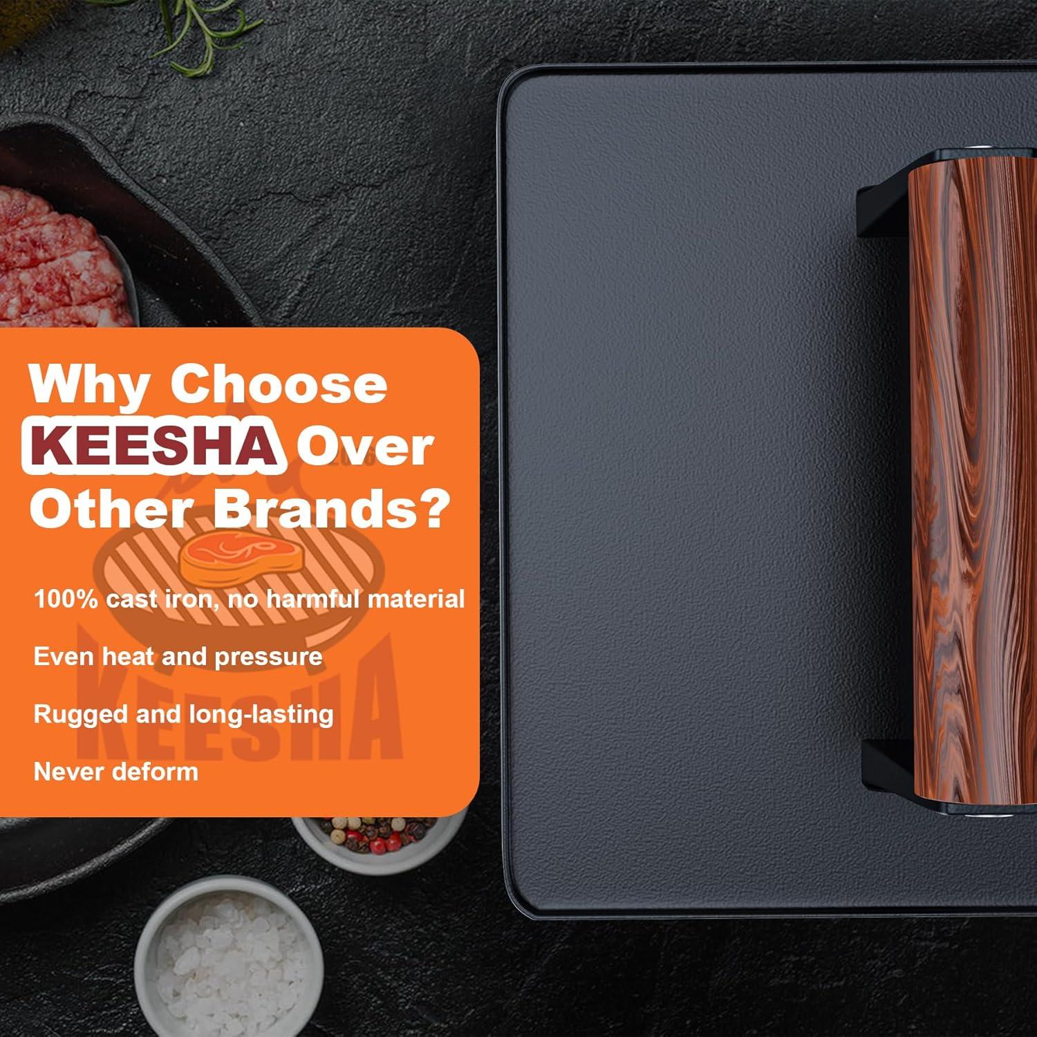 Prensa de Hamburguesas KEESHA de Hierro Fundido 10" x 10"