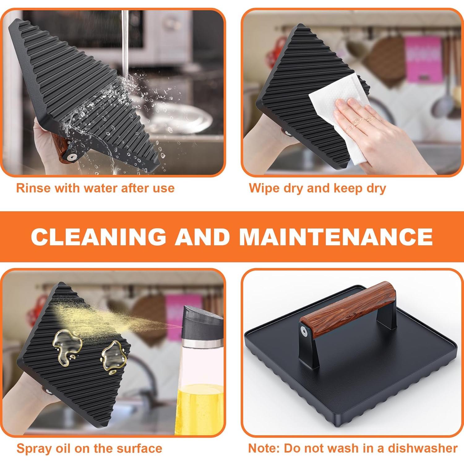 Prensa de Hamburguesas KEESHA de Hierro Fundido 10" x 10"