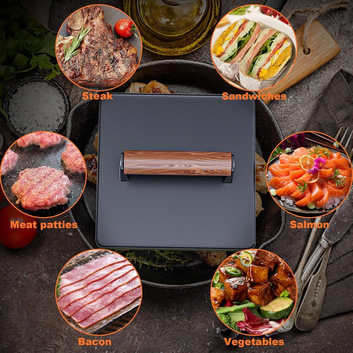 Prensa de Hamburguesas KEESHA de Hierro Fundido 10" x 10"