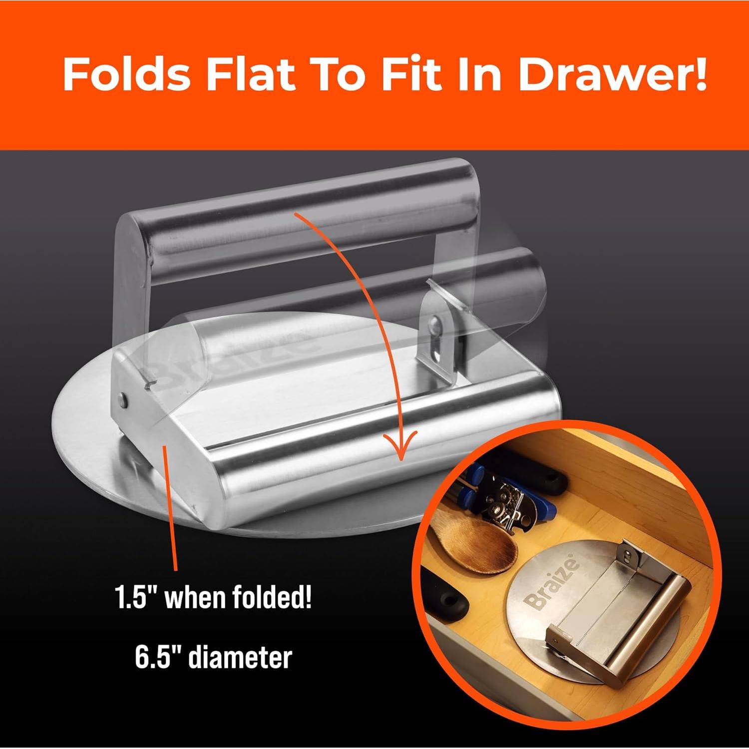 Kit Prensa Hamburguesas Smash Braize 50 Hojas Antiadherentes