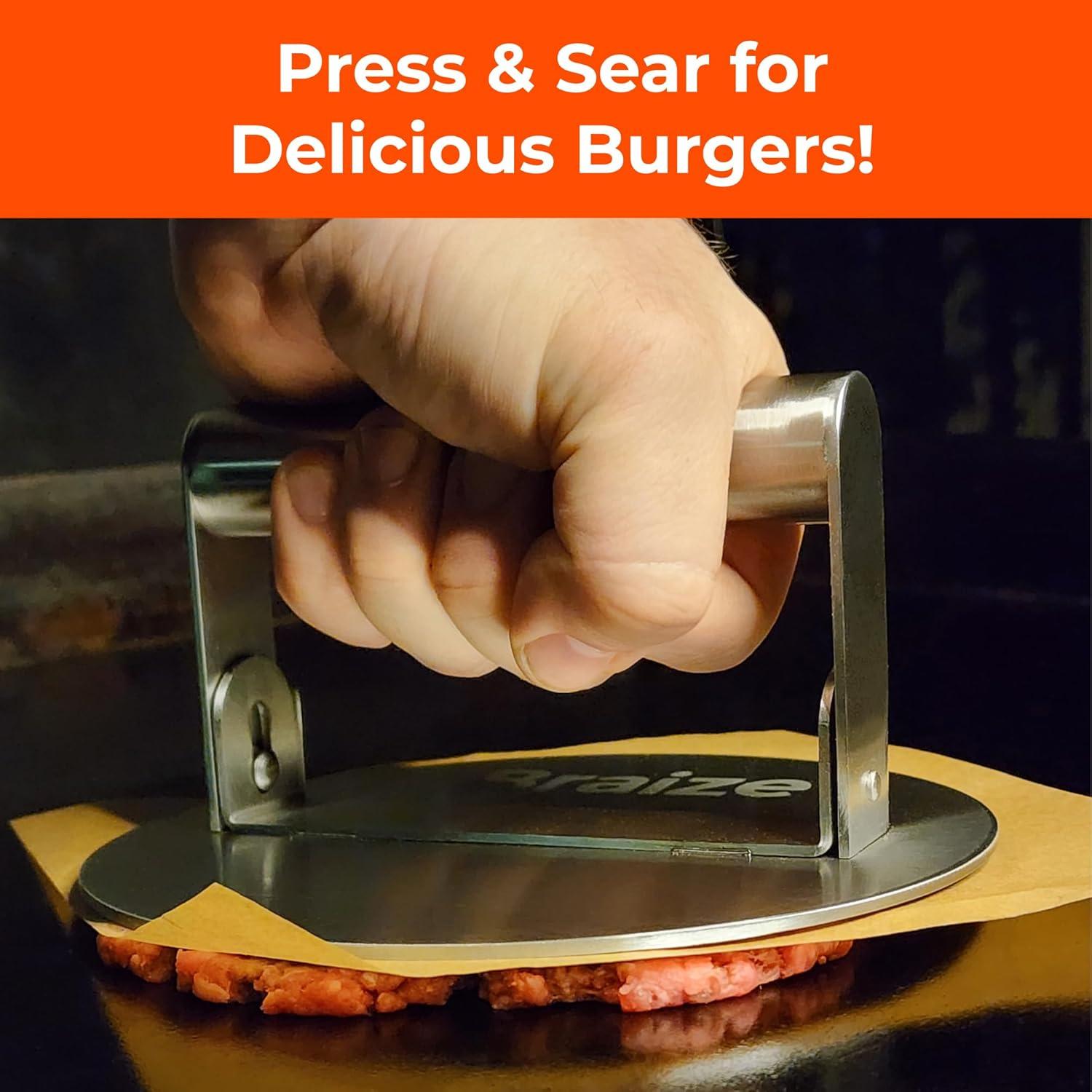 Kit Prensa Hamburguesas Smash Braize 50 Hojas Antiadherentes