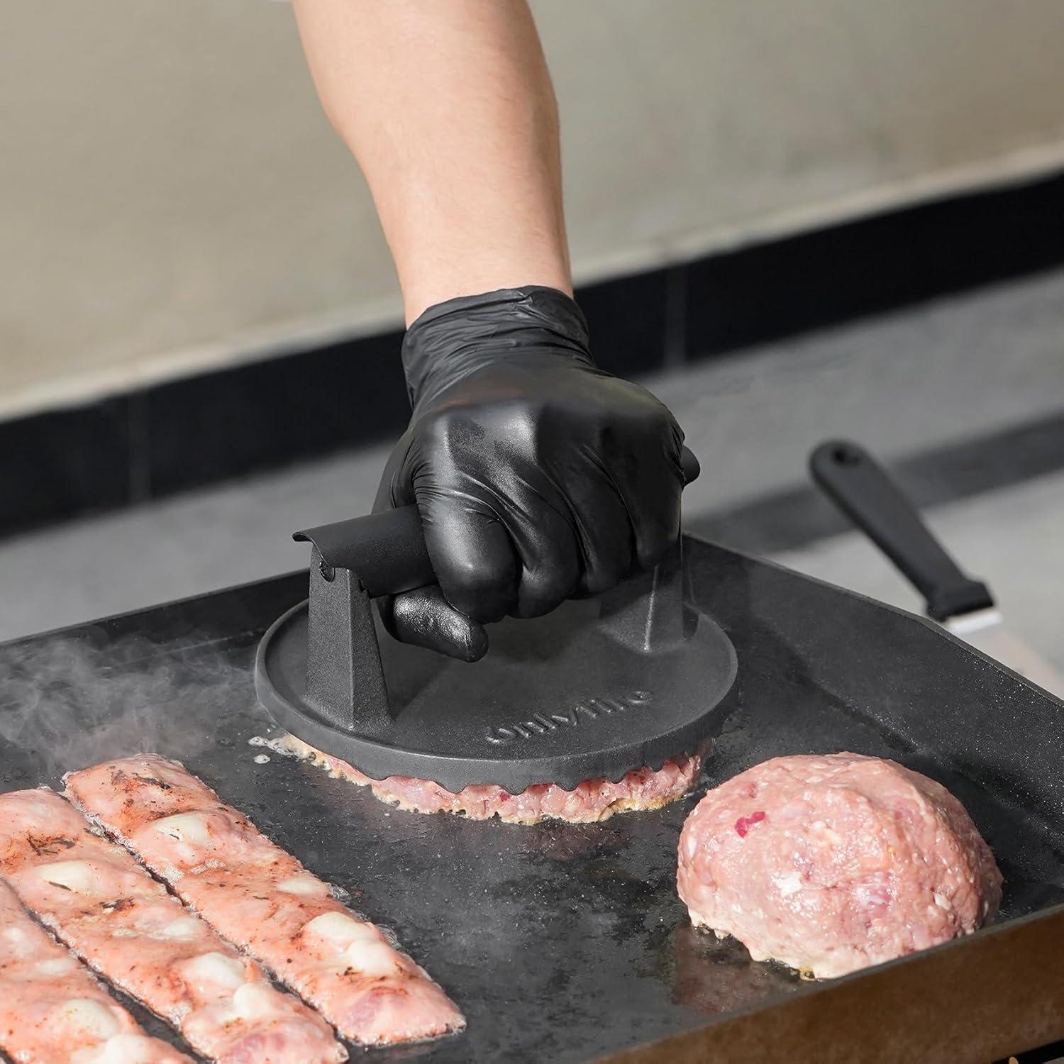 Prensa de Parrilla de Hierro Fundido Onlyfire 6" Antiadherente