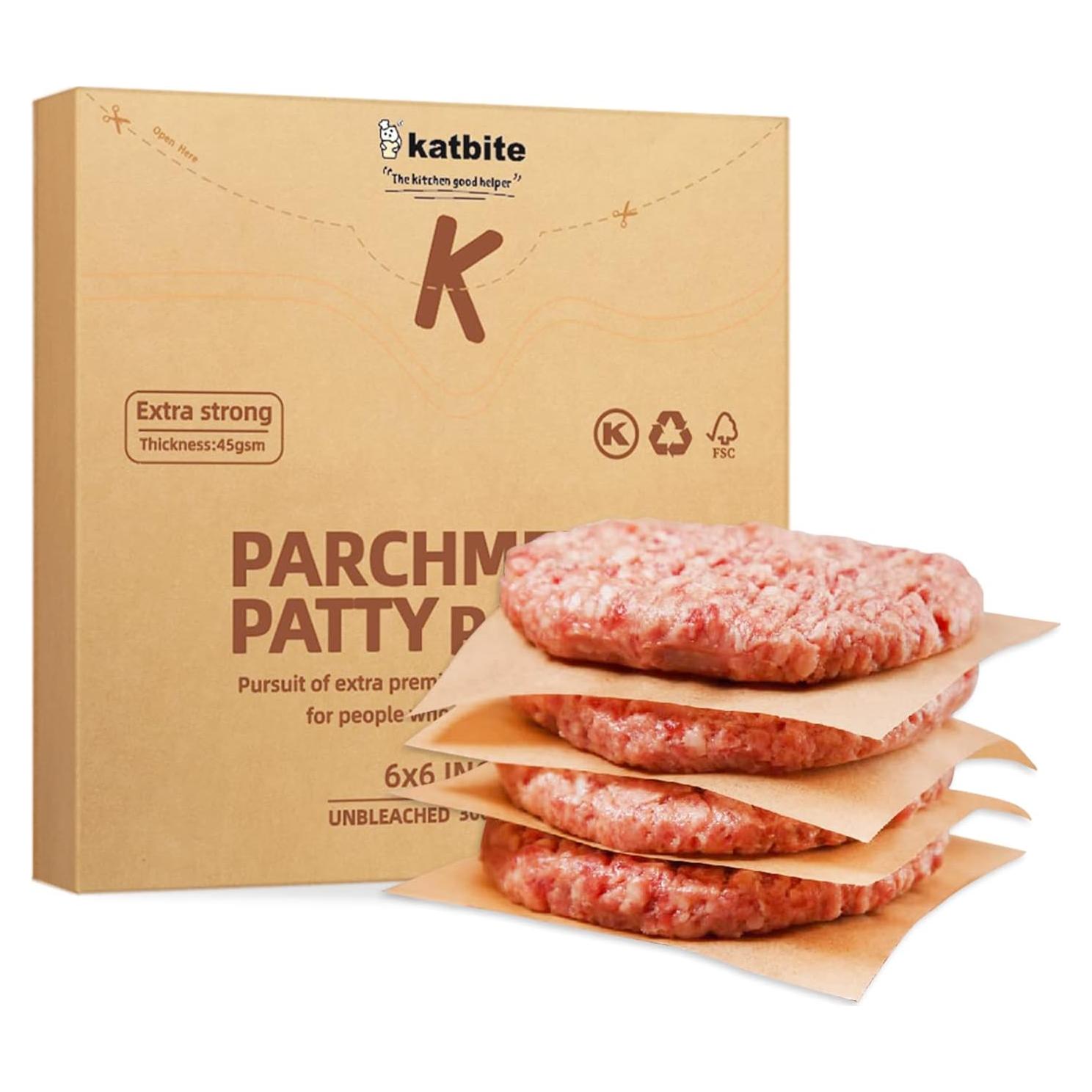 Papel para Hamburguesas Katbite 300 Hojas 15x15 cm Antiadherente
