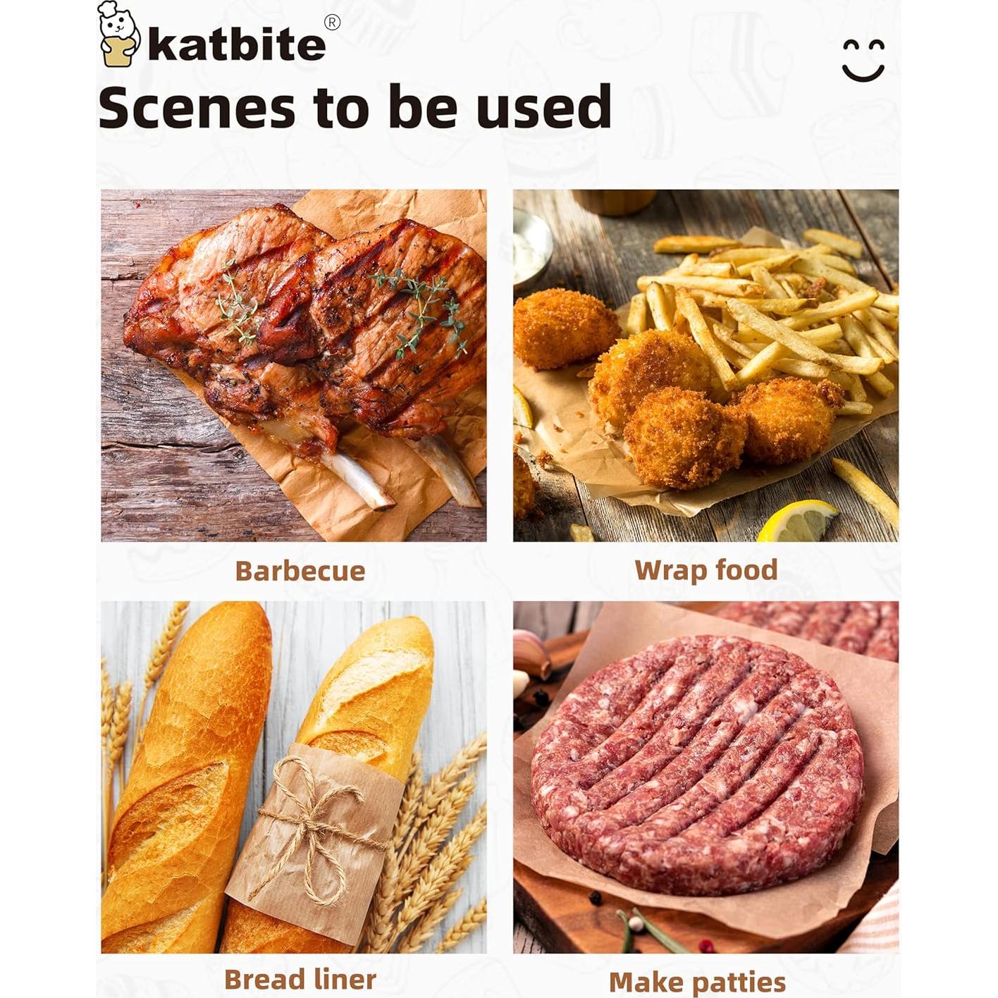 Papel para Hamburguesas Katbite 300 Hojas 15x15 cm Antiadherente