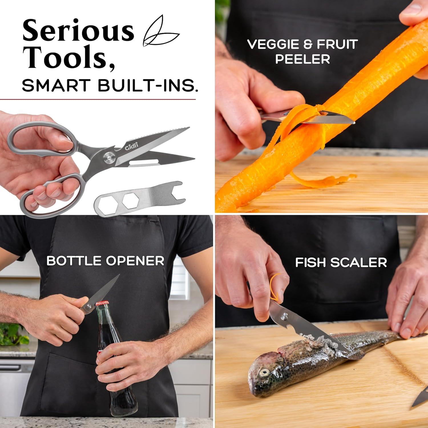 Tijeras de Cocina Gidli de Acero Inoxidable - Multiusos 226g