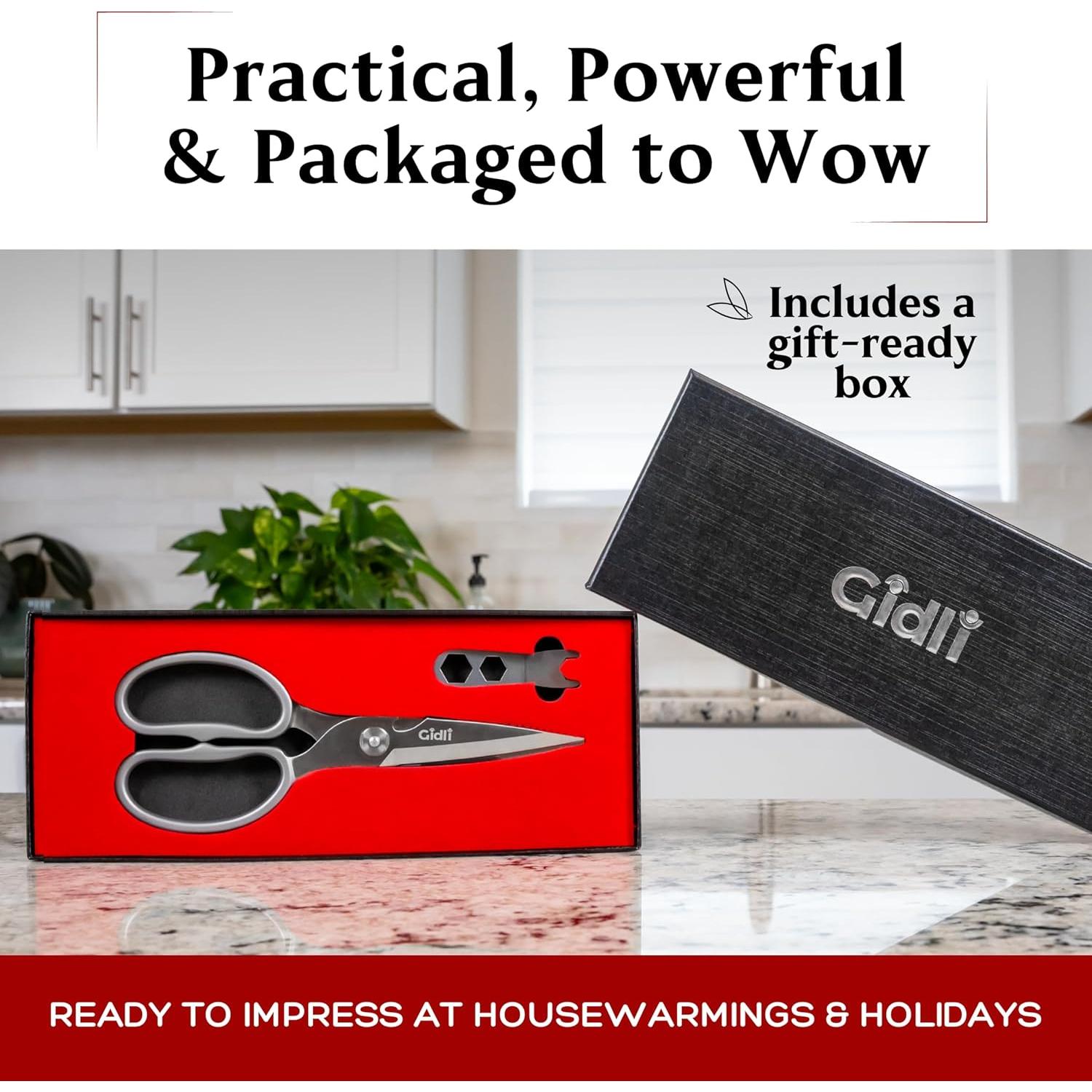 Tijeras de Cocina Gidli de Acero Inoxidable - Multiusos 226g