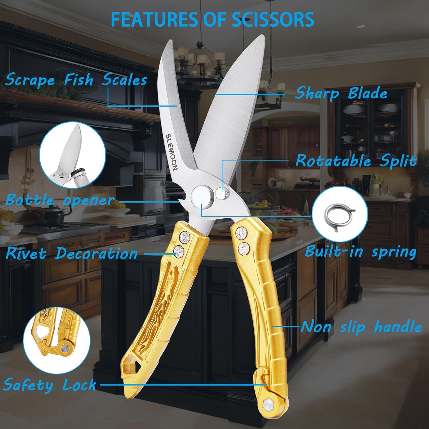 Tijeras de Cocina Multifuncionales SLEMOON para Carne y Aves