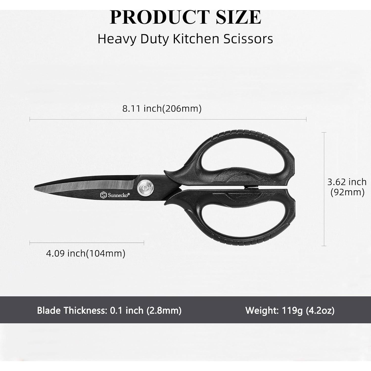 Tijeras de Cocina Sunnecko 20.3 cm Titanio Negro Alta Resistencia