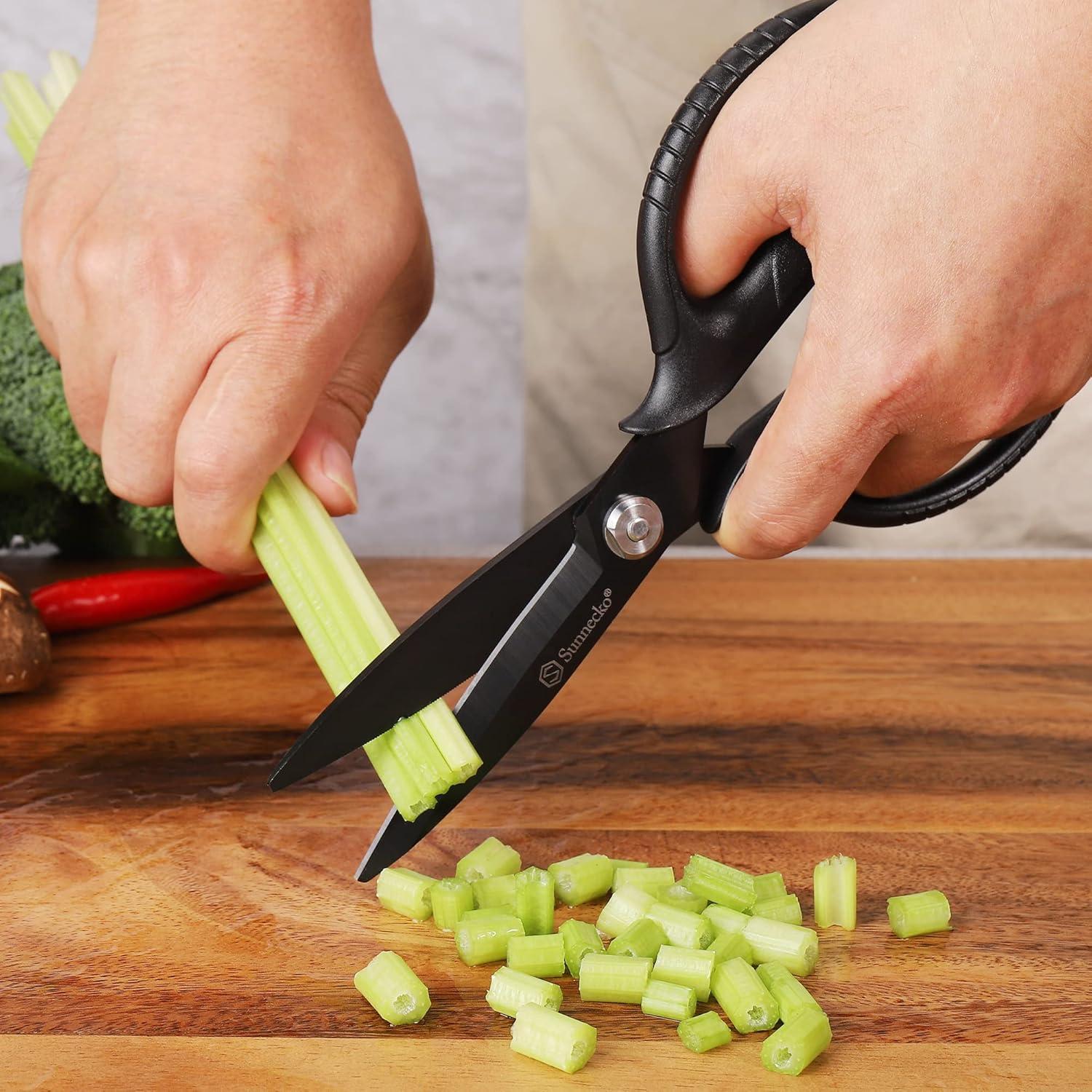 Tijeras de Cocina Sunnecko 20.3 cm Titanio Negro Alta Resistencia