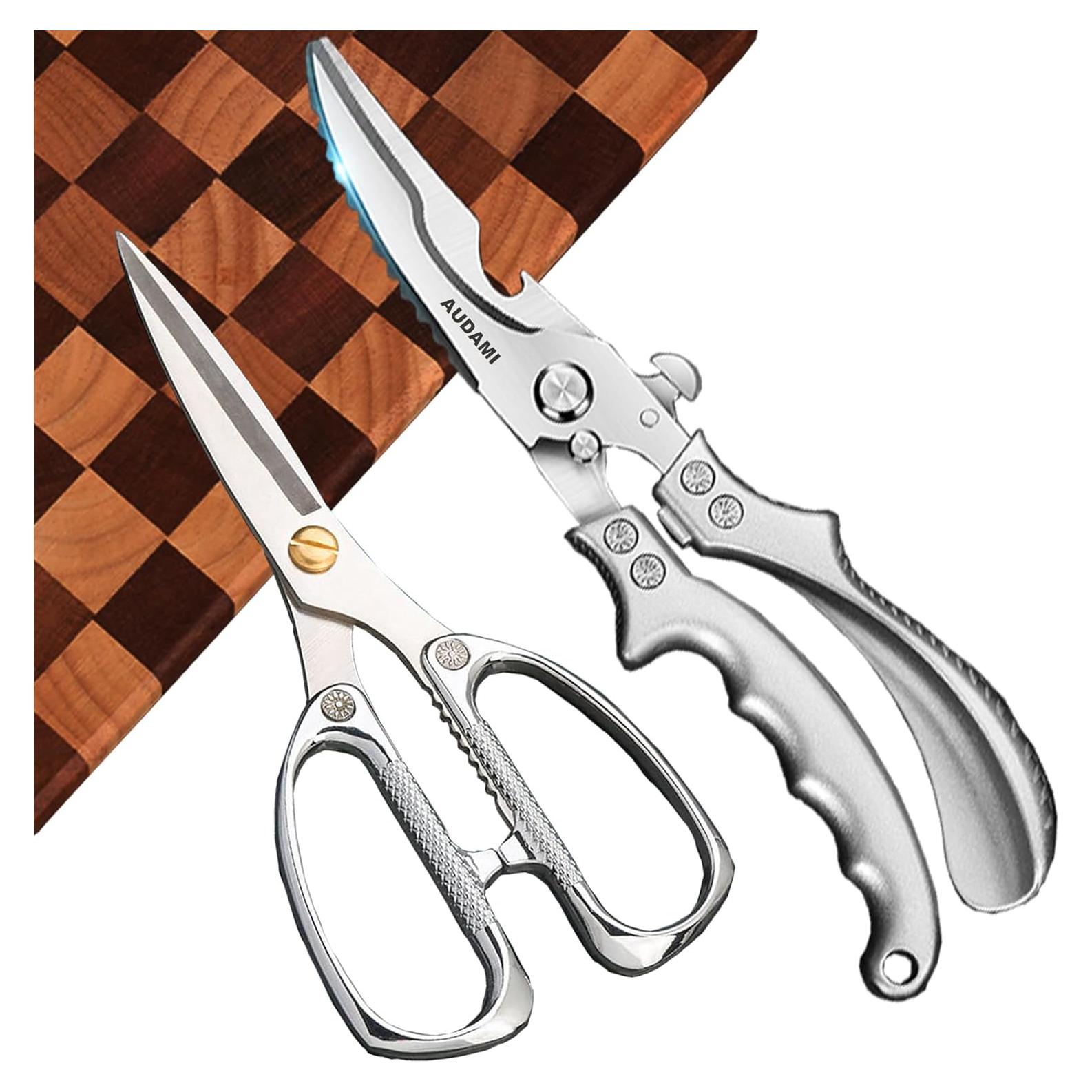 Juego de 2 Tijeras de Cocina AUDAMI Acero Inoxidable 430g