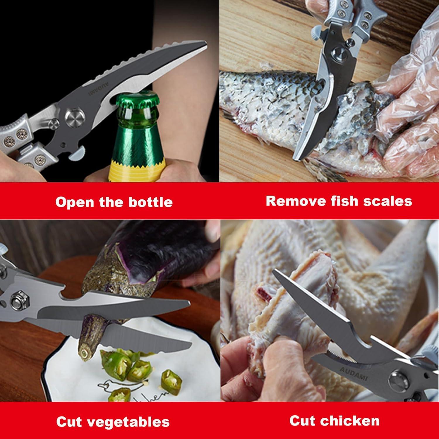 Juego de 2 Tijeras de Cocina AUDAMI Acero Inoxidable 430g