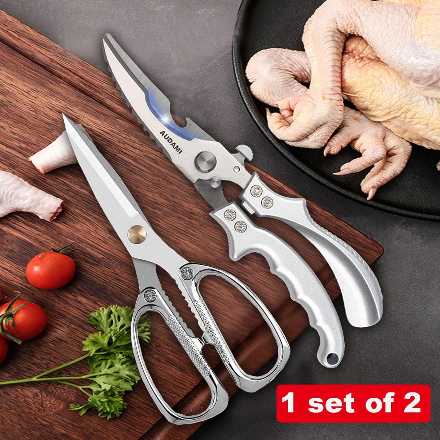 Juego de 2 Tijeras de Cocina AUDAMI Acero Inoxidable 430g