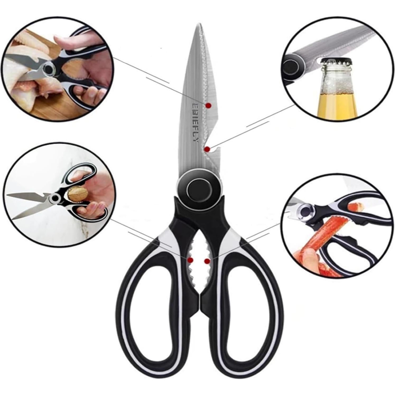 Tijeras de Cocina Multifuncionales EBIEFLY + 100 Guantes Desechables