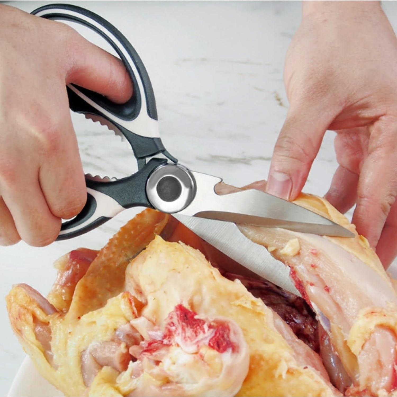 Tijeras de Cocina Multifuncionales EBIEFLY + 100 Guantes Desechables