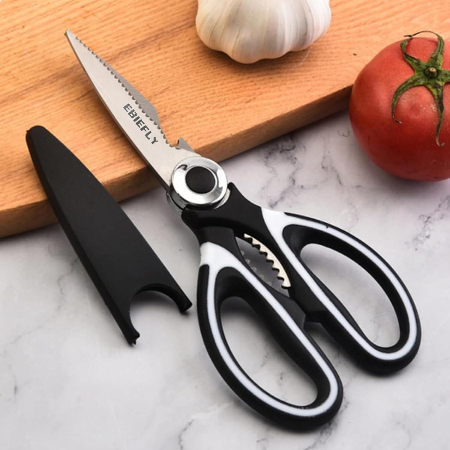 Tijeras de Cocina Multifuncionales EBIEFLY + 100 Guantes Desechables