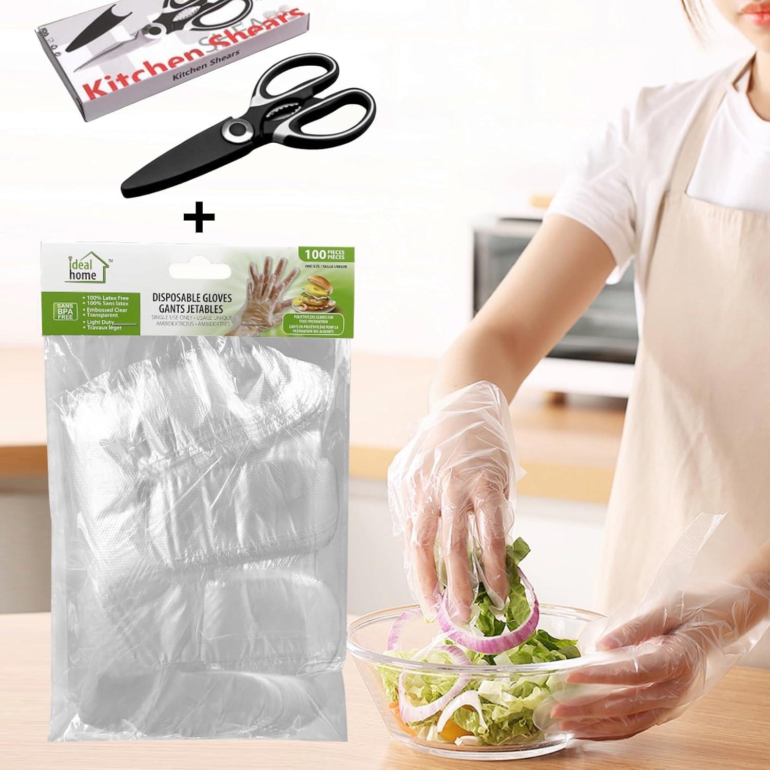 Tijeras de Cocina Multifuncionales EBIEFLY + 100 Guantes Desechables