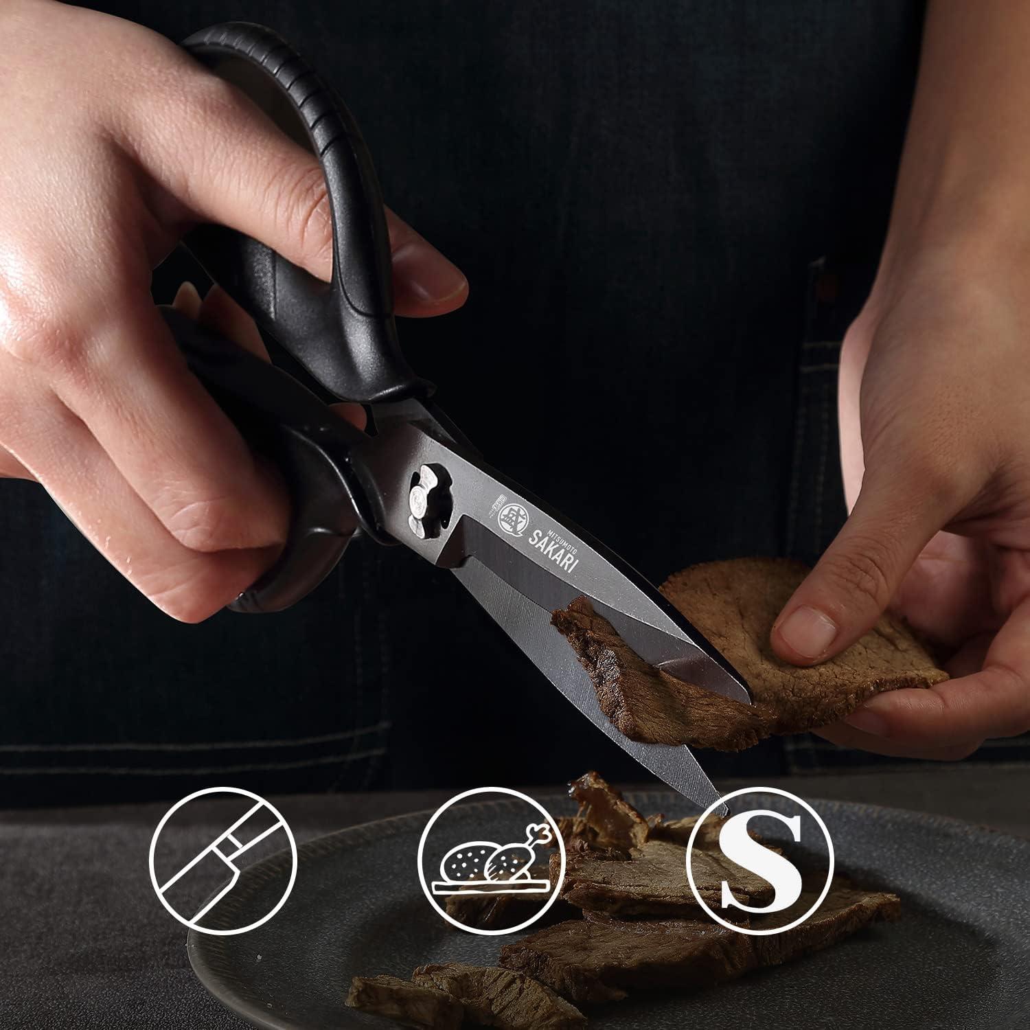 Tijeras de Cocina MITSUMOTO SAKARI, Acero Inoxidable, Titanio Negro
