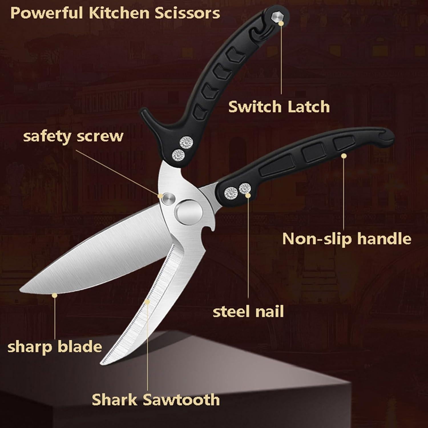 Tijeras de Cocina YVAOG Multiusos de Acero Inoxidable 26.5 cm