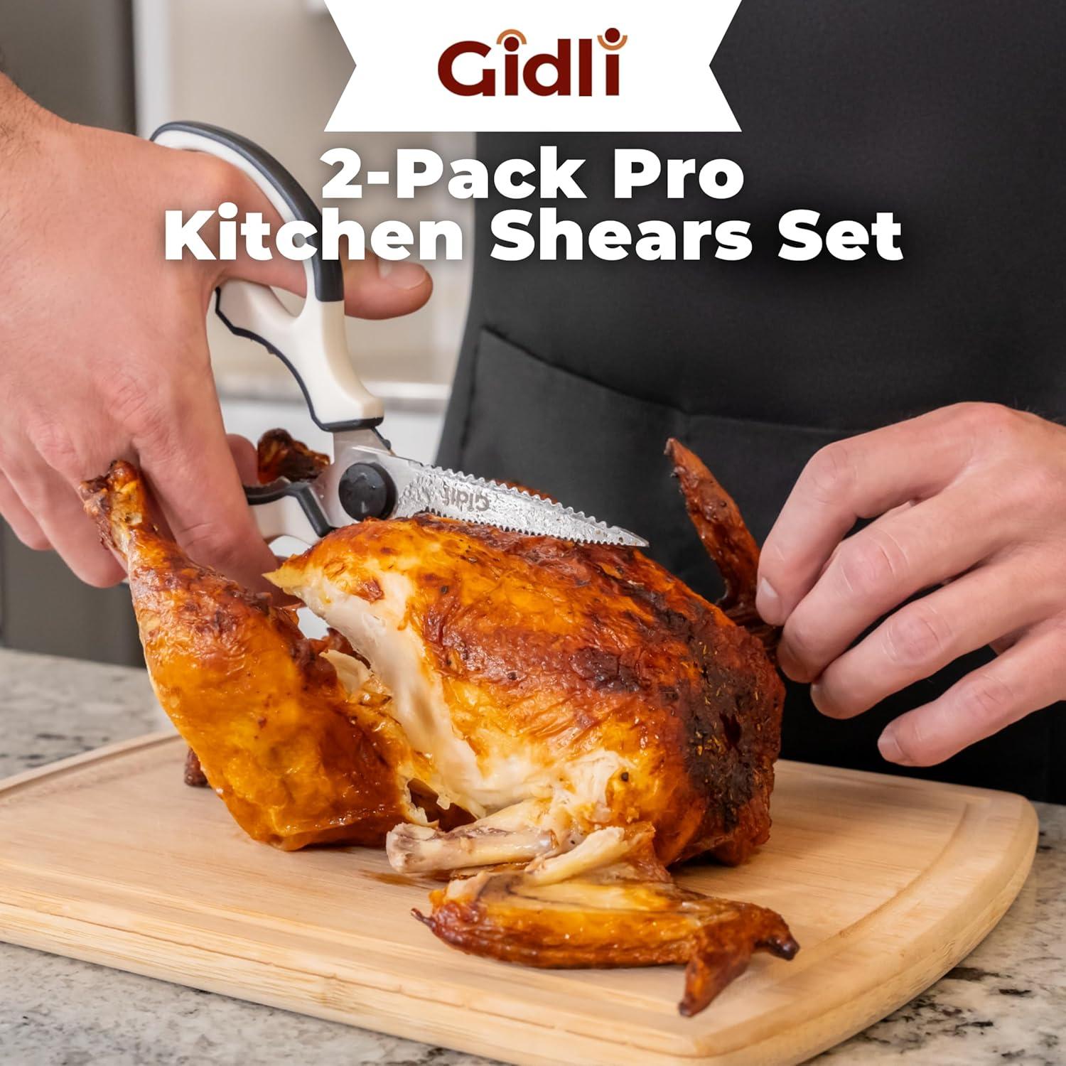 Gidli Tijeras de Cocina y Hierbas 2 Paquetes Acero Inoxidable