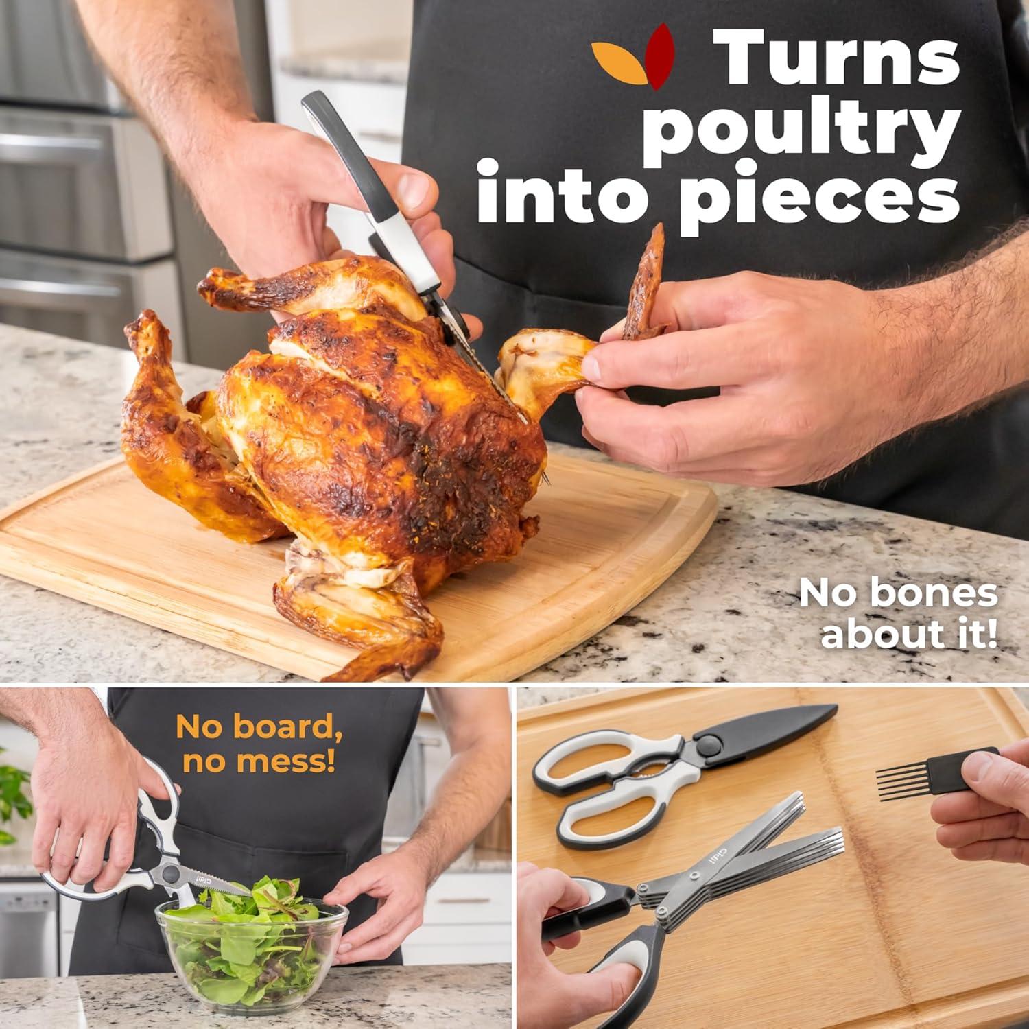 Gidli Tijeras de Cocina y Hierbas 2 Paquetes Acero Inoxidable