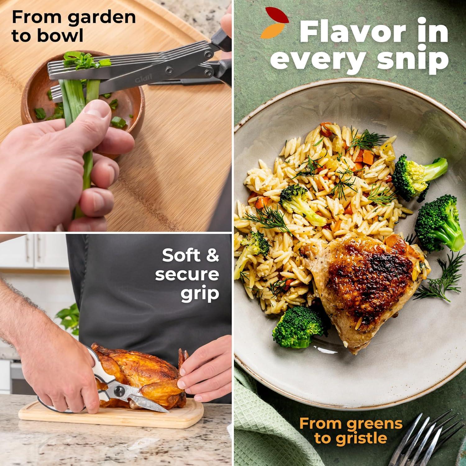 Gidli Tijeras de Cocina y Hierbas 2 Paquetes Acero Inoxidable