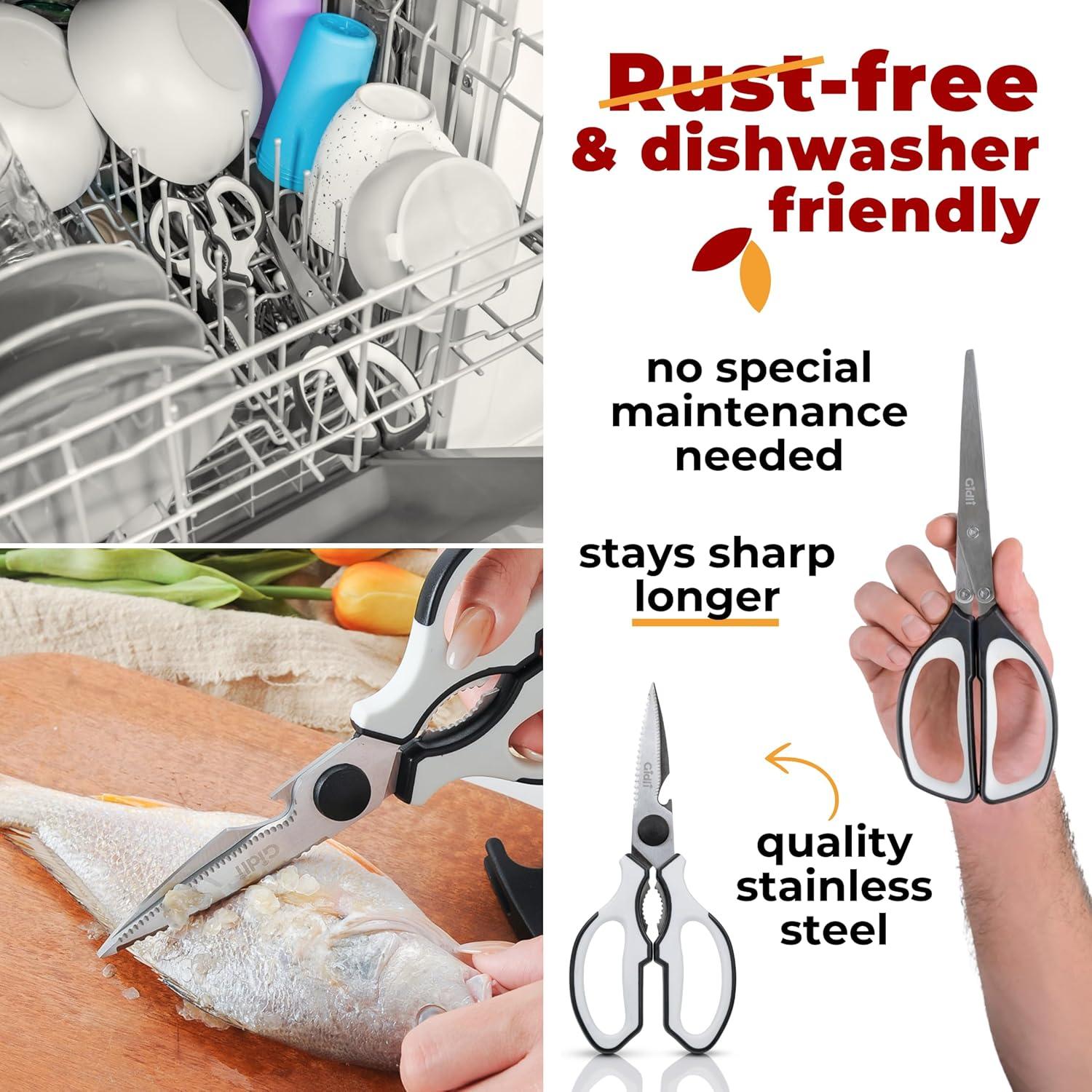 Gidli Tijeras de Cocina y Hierbas 2 Paquetes Acero Inoxidable