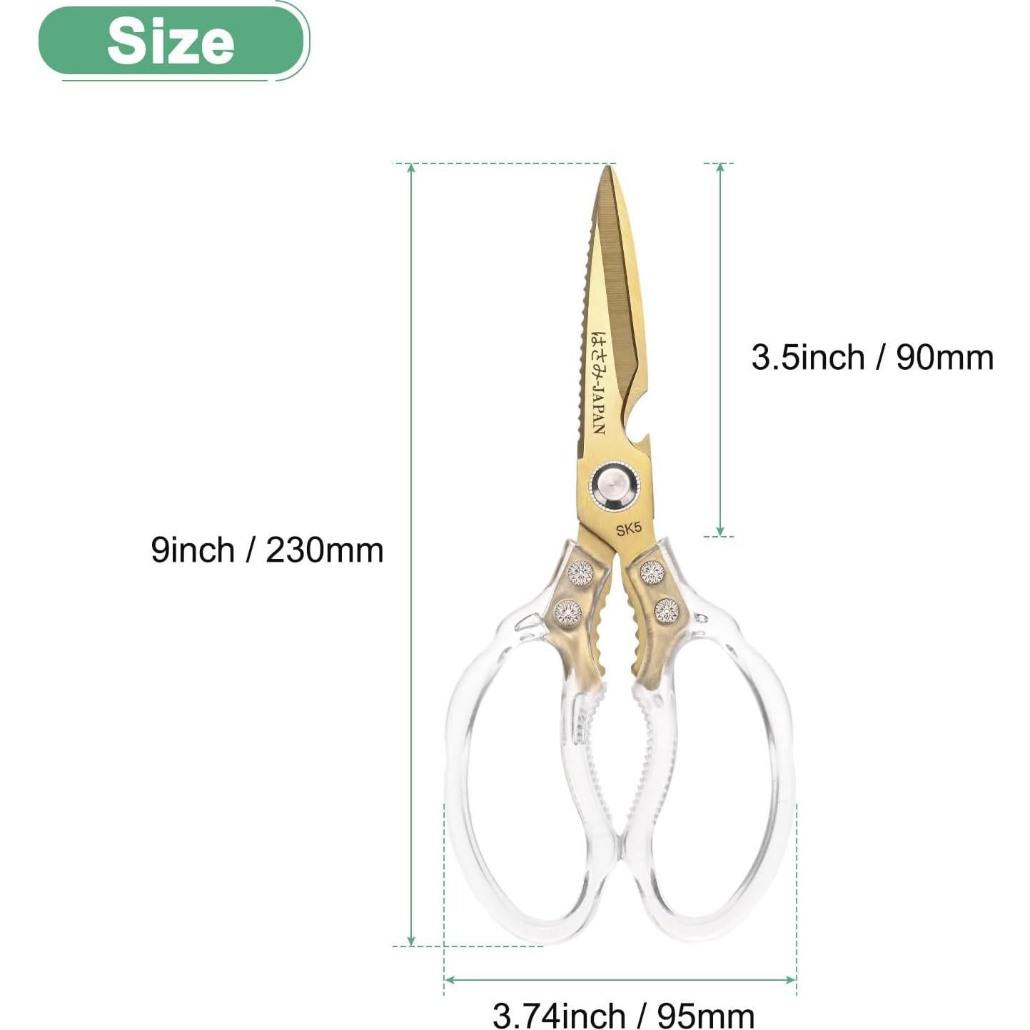 Tijeras de Cocina M METERXITY 230g Acero Inoxidable Doradas