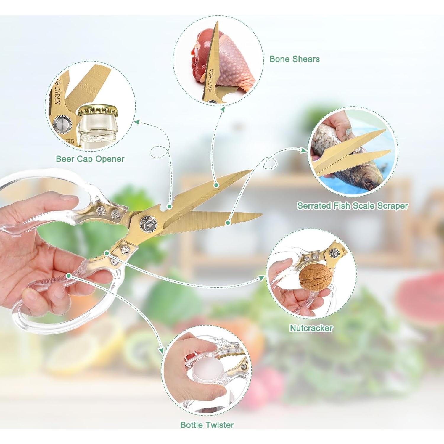 Tijeras de Cocina M METERXITY 230g Acero Inoxidable Doradas