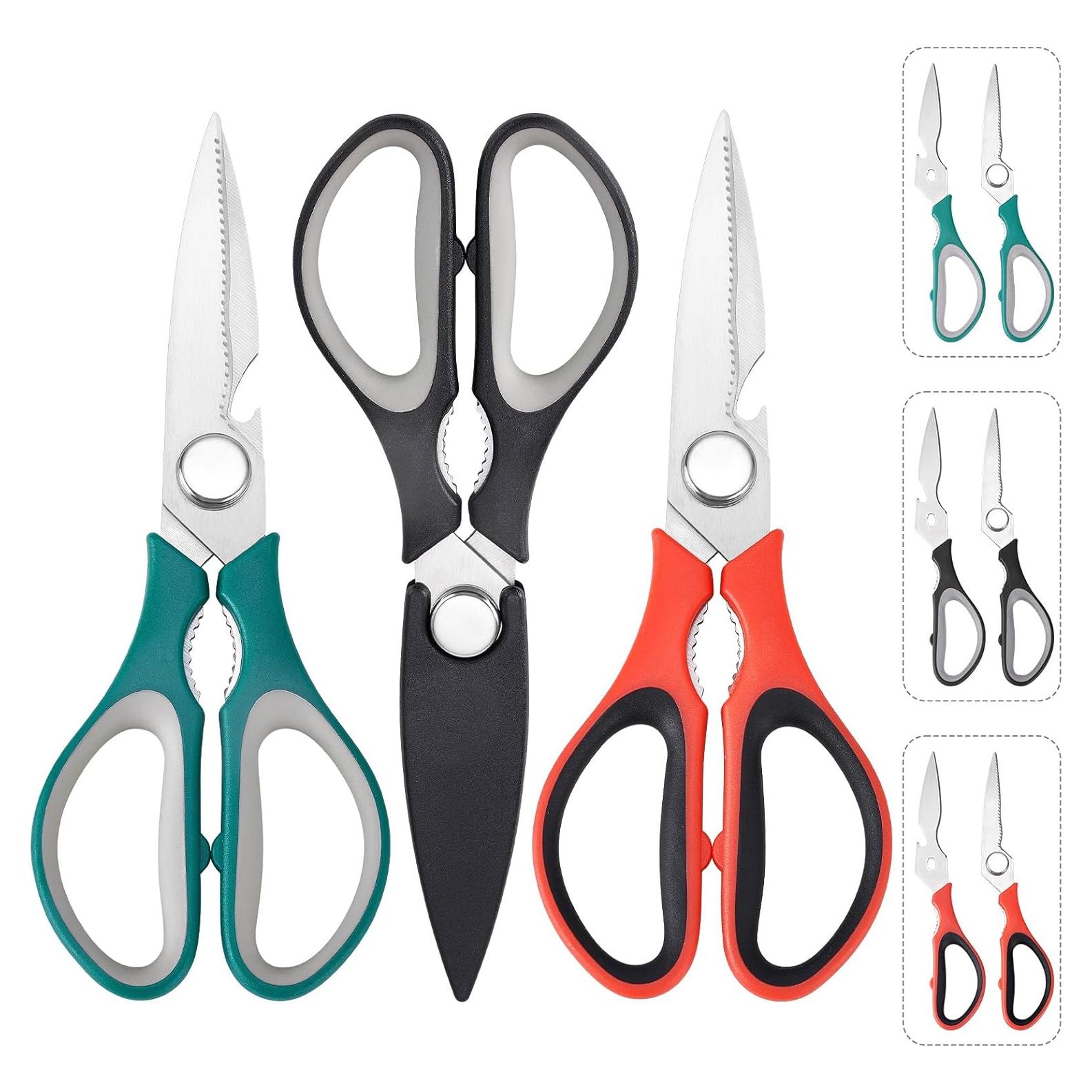 Juego de 3 Tijeras de Cocina KITNATS Acero Inoxidable Uso Pesado