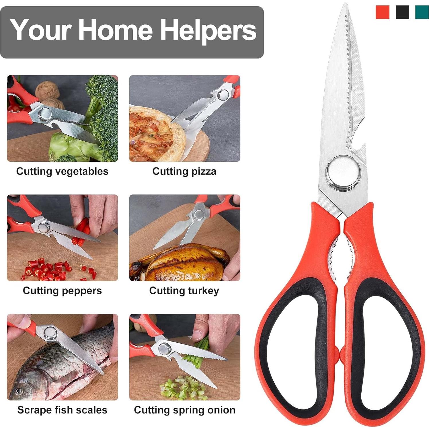 Juego de 3 Tijeras de Cocina KITNATS Acero Inoxidable Uso Pesado