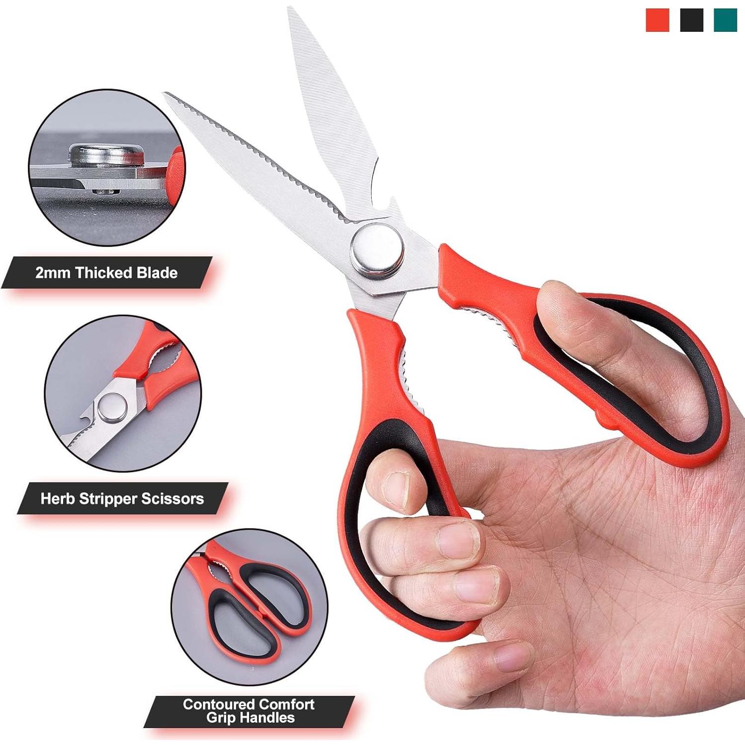 Juego de 3 Tijeras de Cocina KITNATS Acero Inoxidable Uso Pesado