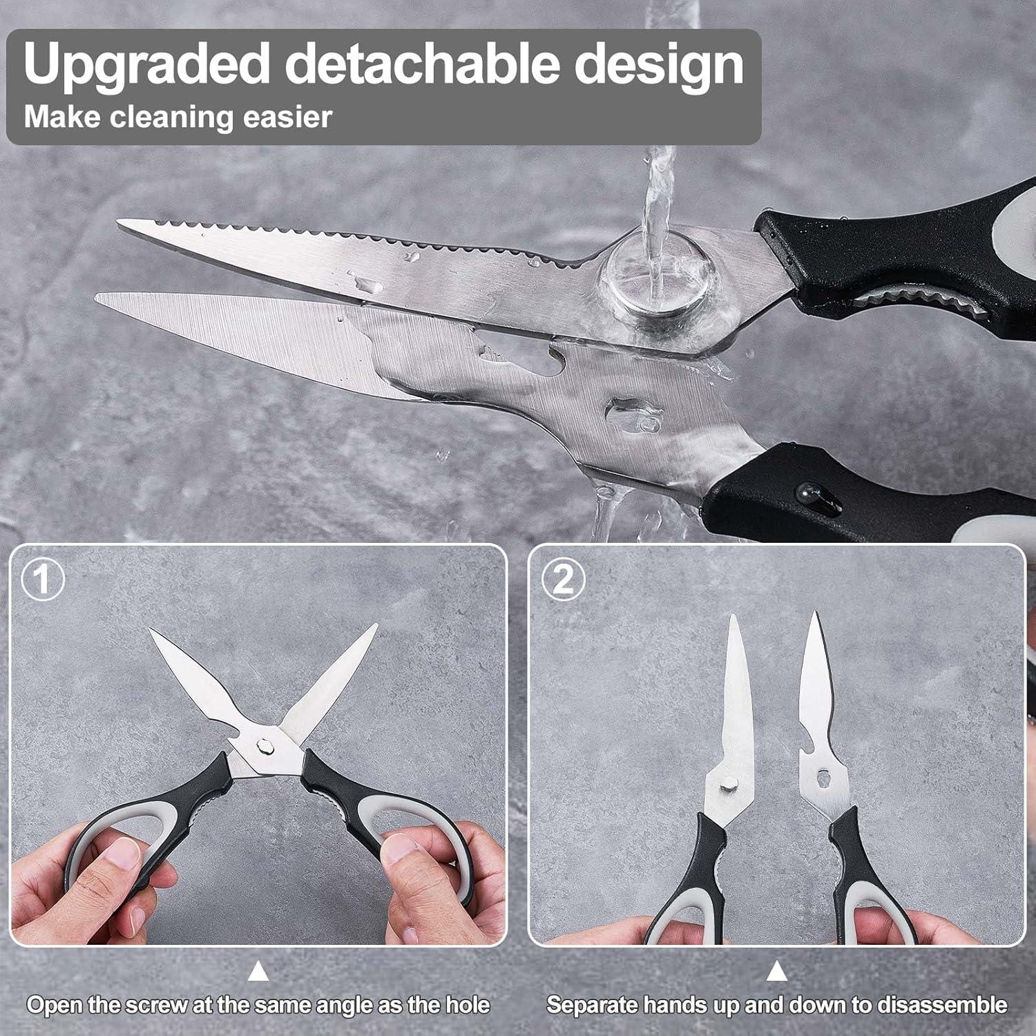 Juego de 3 Tijeras de Cocina KITNATS Acero Inoxidable Uso Pesado