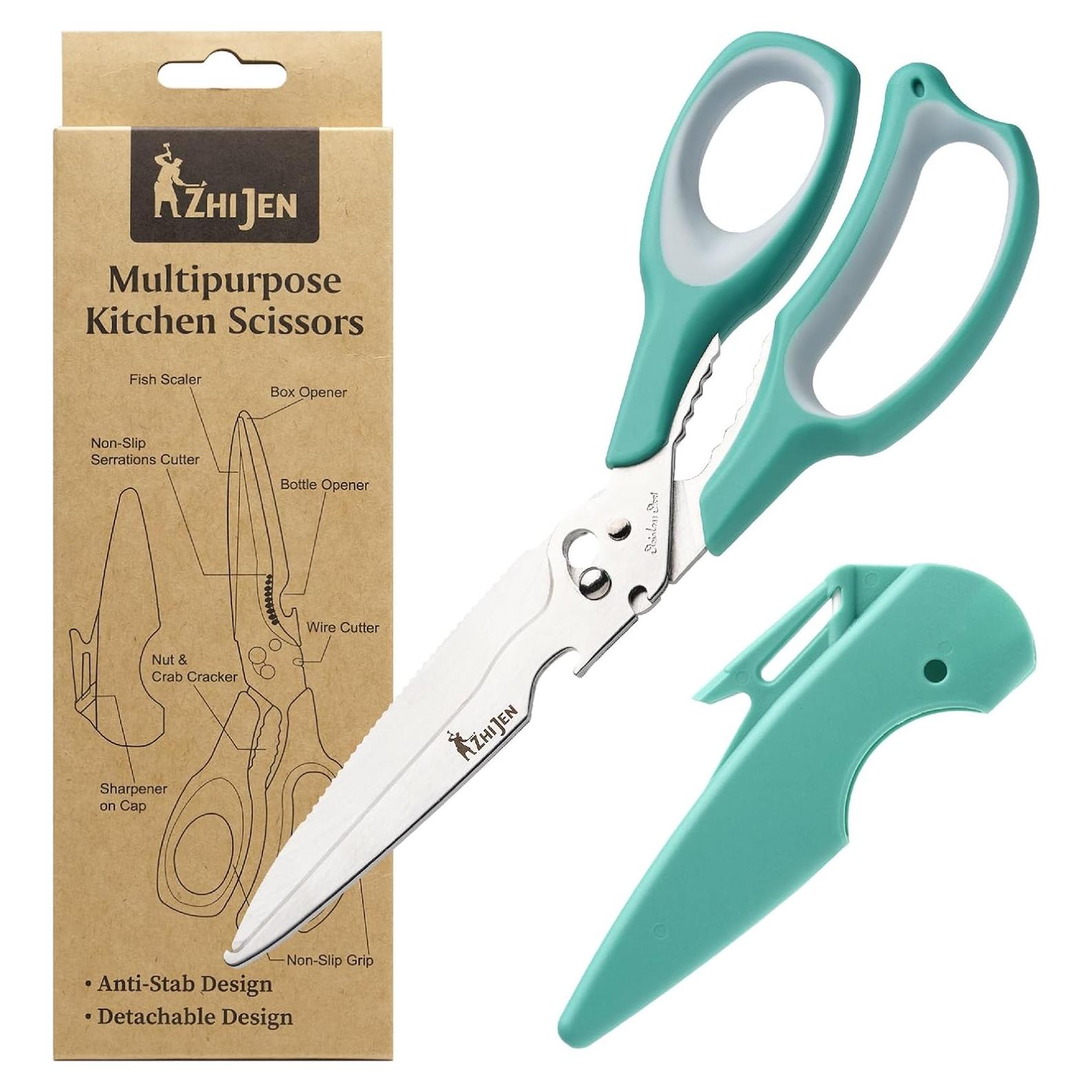 Tijeras de Cocina ZHI JEN 23.1 cm Acero Inoxidable Verde Gris