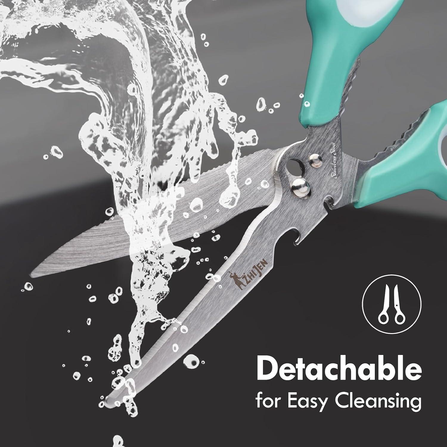 Tijeras de Cocina ZHI JEN 23.1 cm Acero Inoxidable Verde Gris