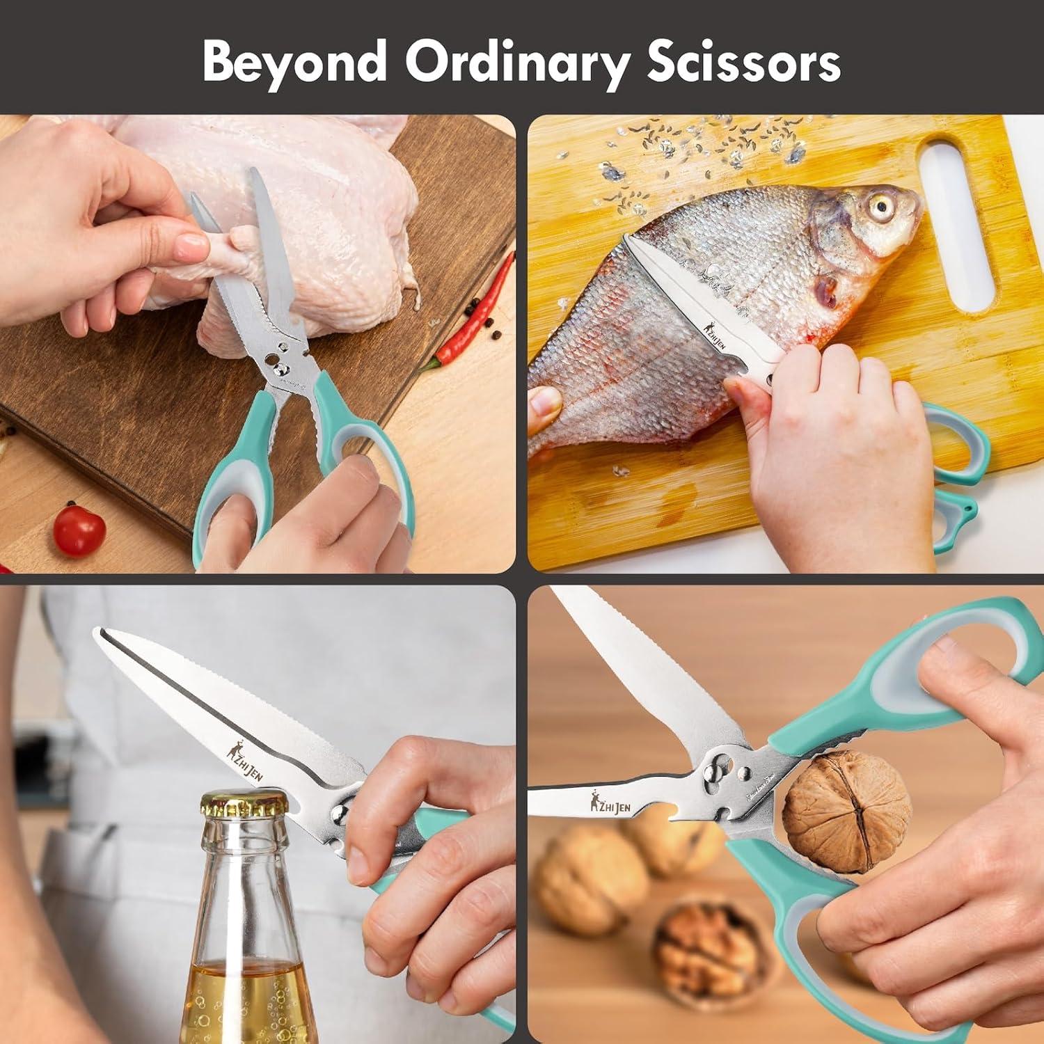 Tijeras de Cocina ZHI JEN 23.1 cm Acero Inoxidable Verde Gris