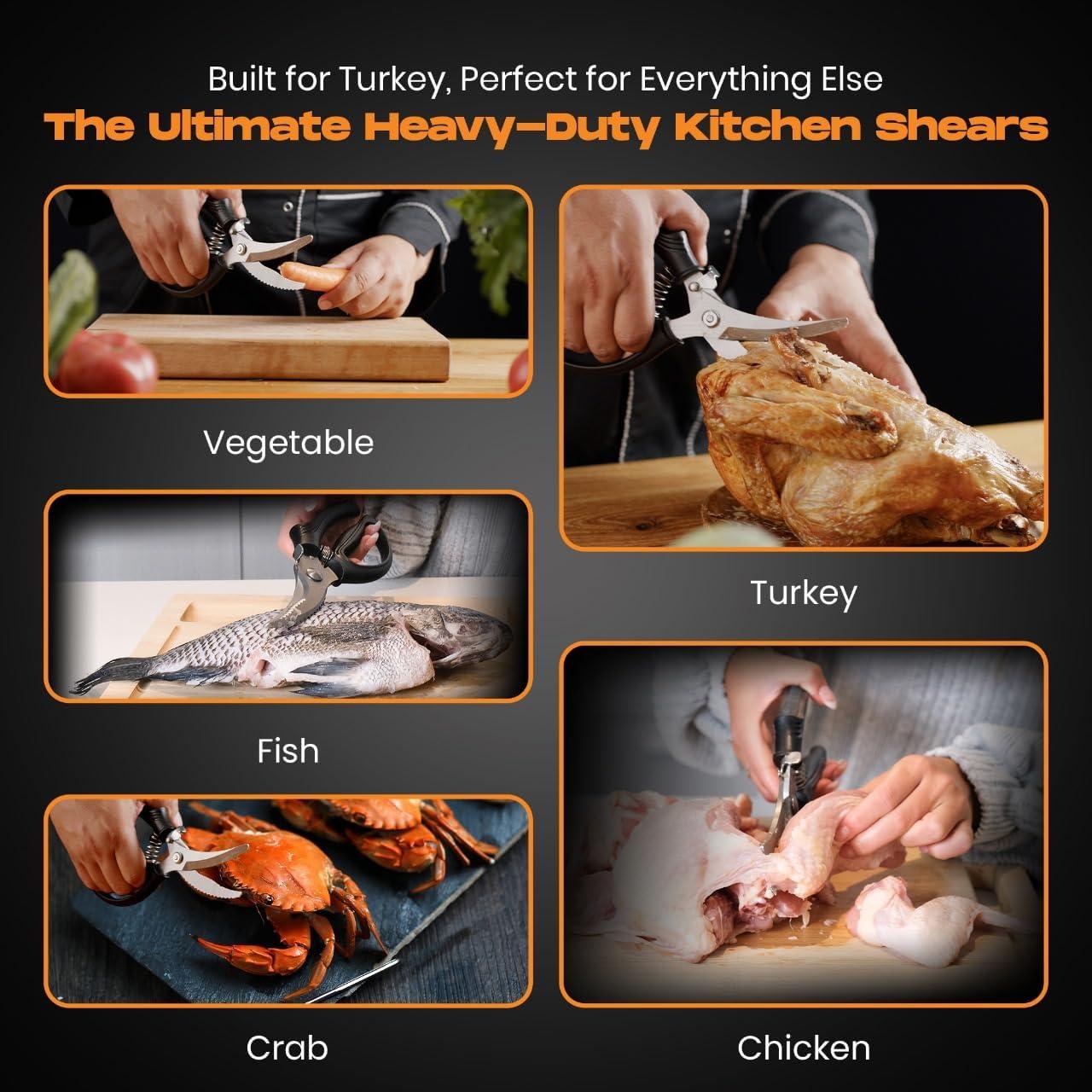 Tijeras de Cocina Demzit para Aves y Carne, Acero Inoxidable