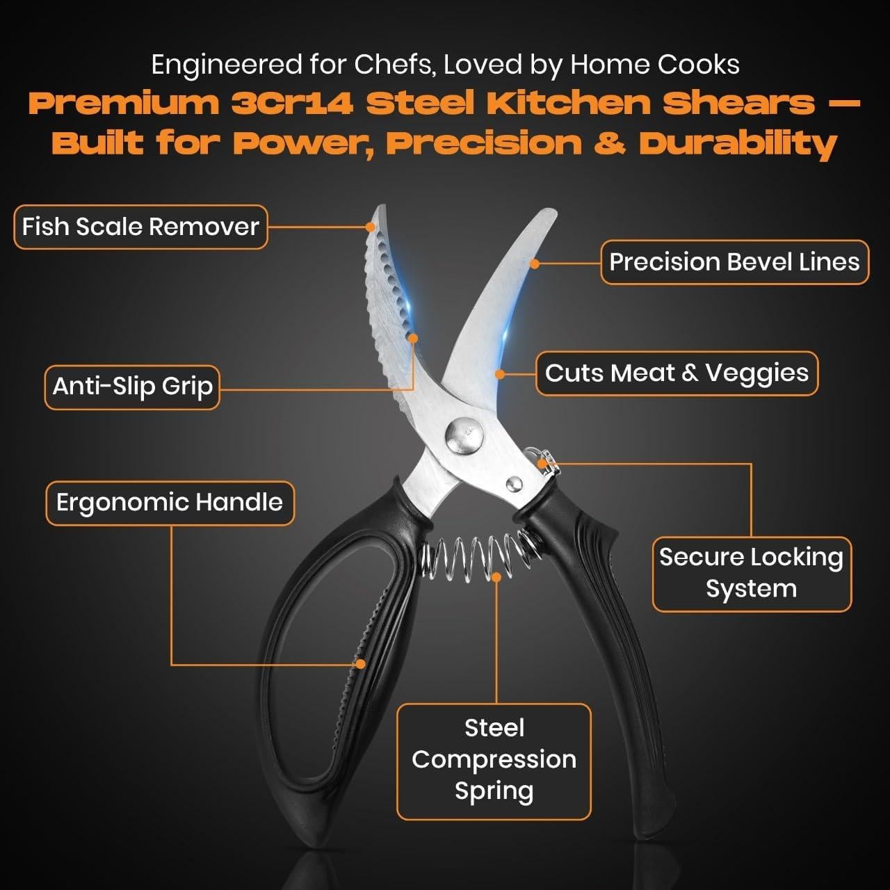 Tijeras de Cocina Demzit para Aves y Carne, Acero Inoxidable