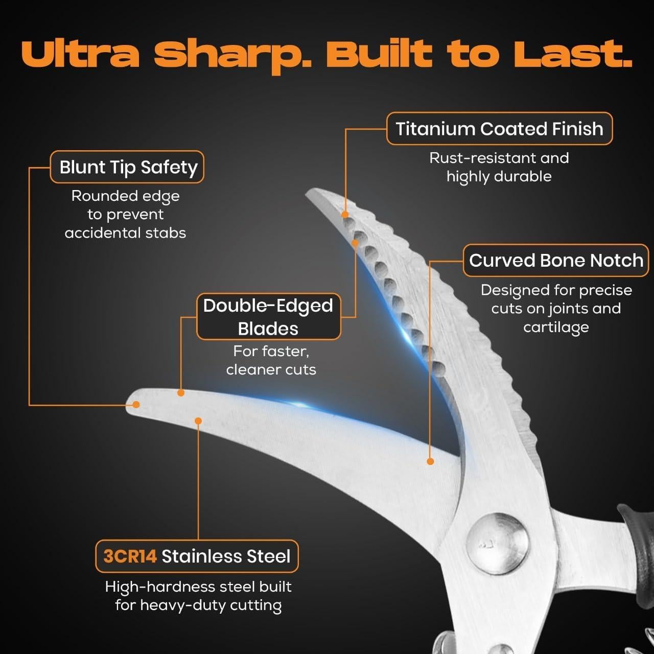 Tijeras de Cocina Demzit para Aves y Carne, Acero Inoxidable