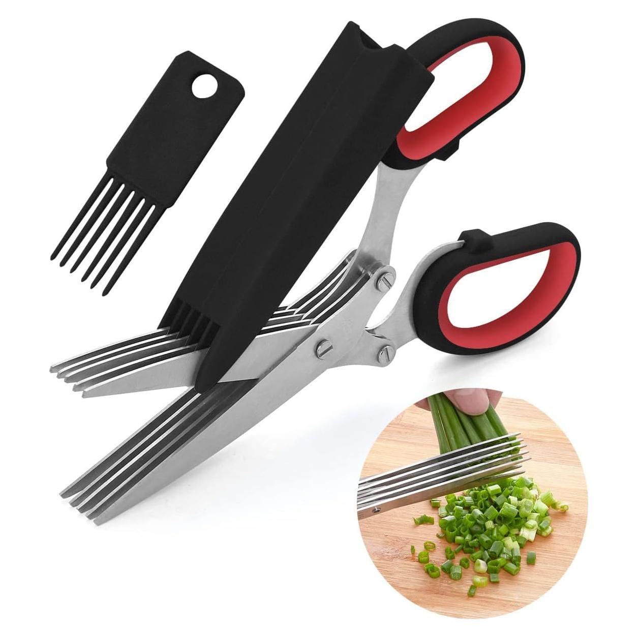 Tijeras de Hierbas LHS 5 Cuchillas Acero Inoxidable Negro