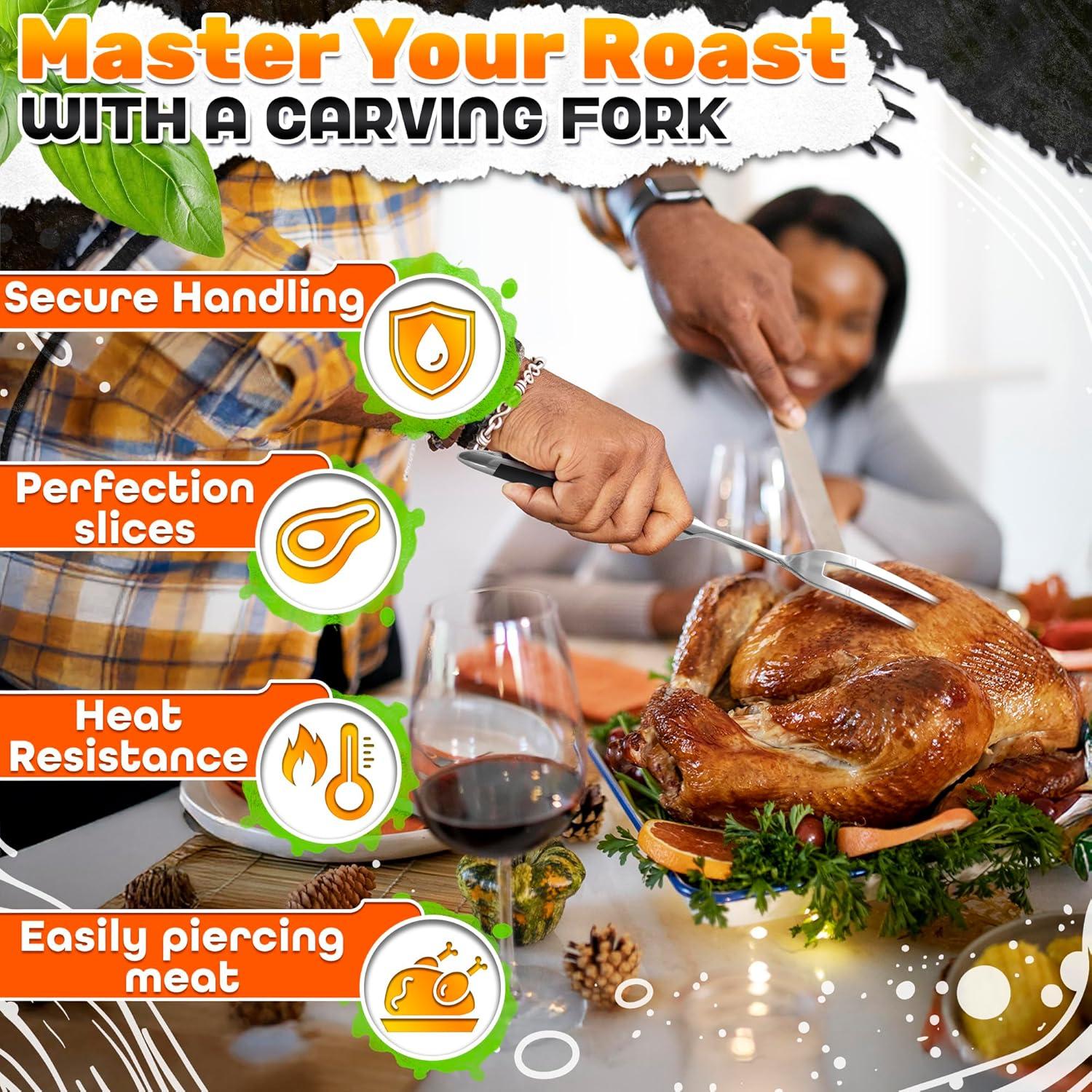 Tenedor de Carne 2 Pcs HELVETIOS Acero Inoxidable 30.5 cm