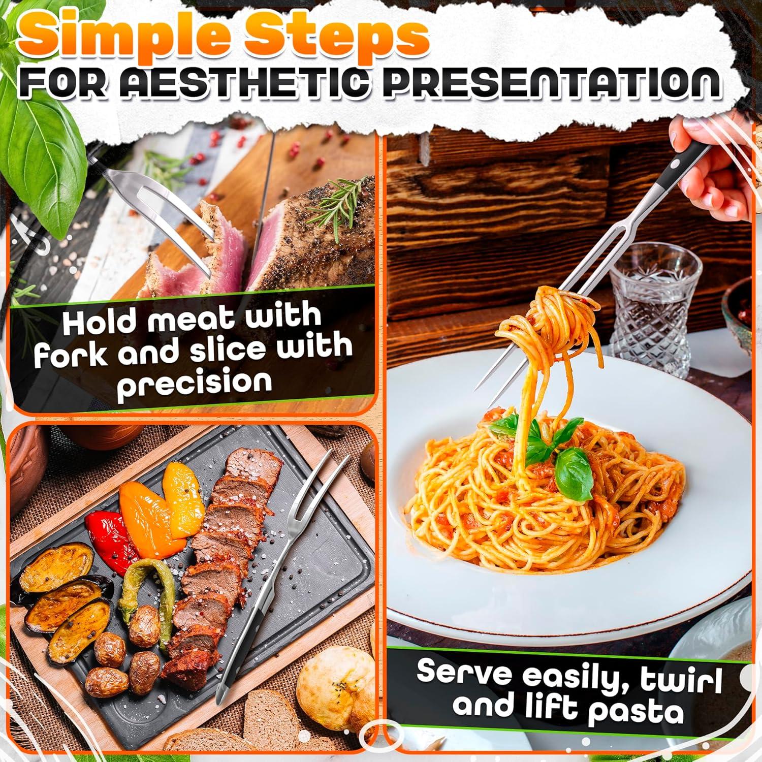 Tenedor de Carne 2 Pcs HELVETIOS Acero Inoxidable 30.5 cm