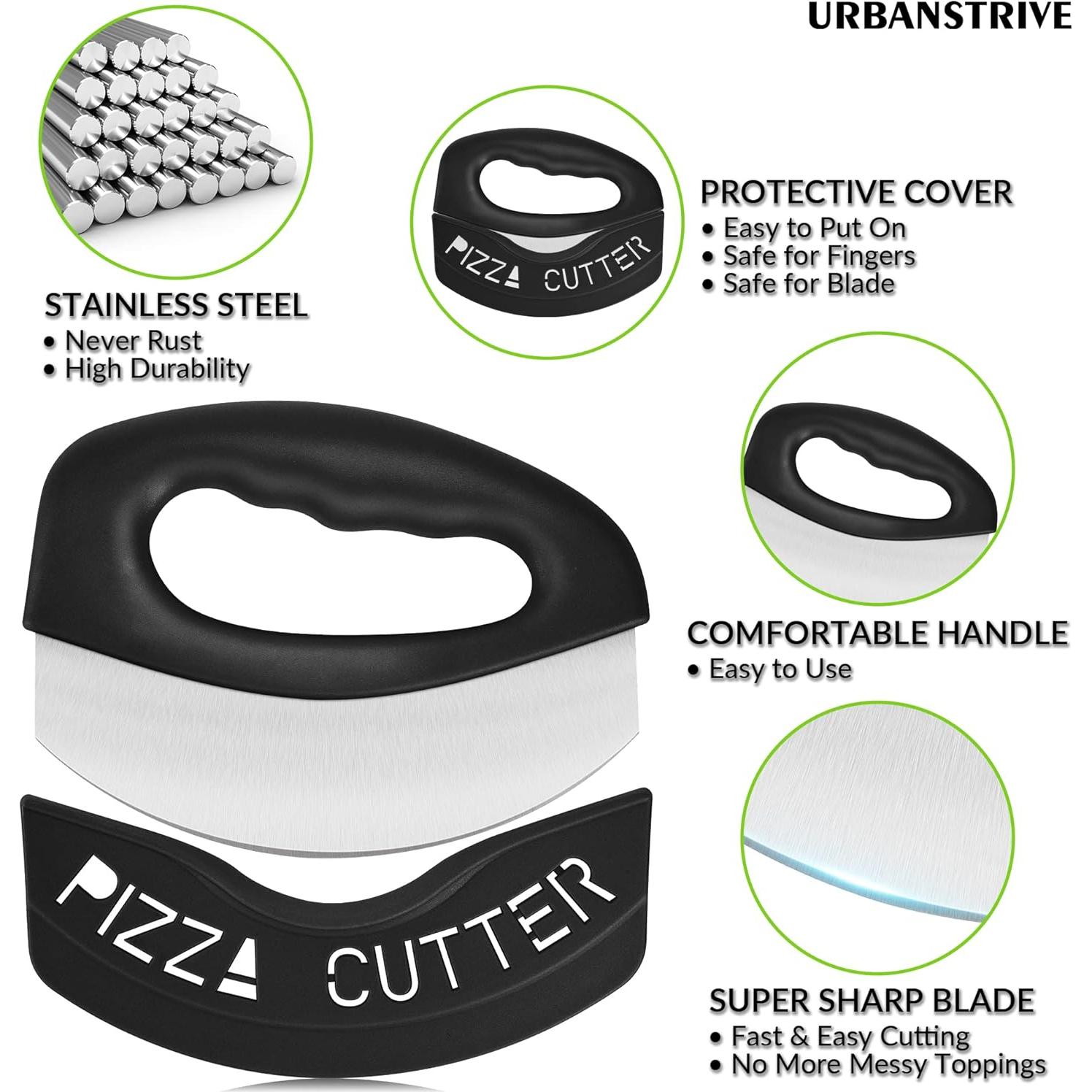 Cortador de Pizza Urbanstrive de Acero Inoxidable Negro