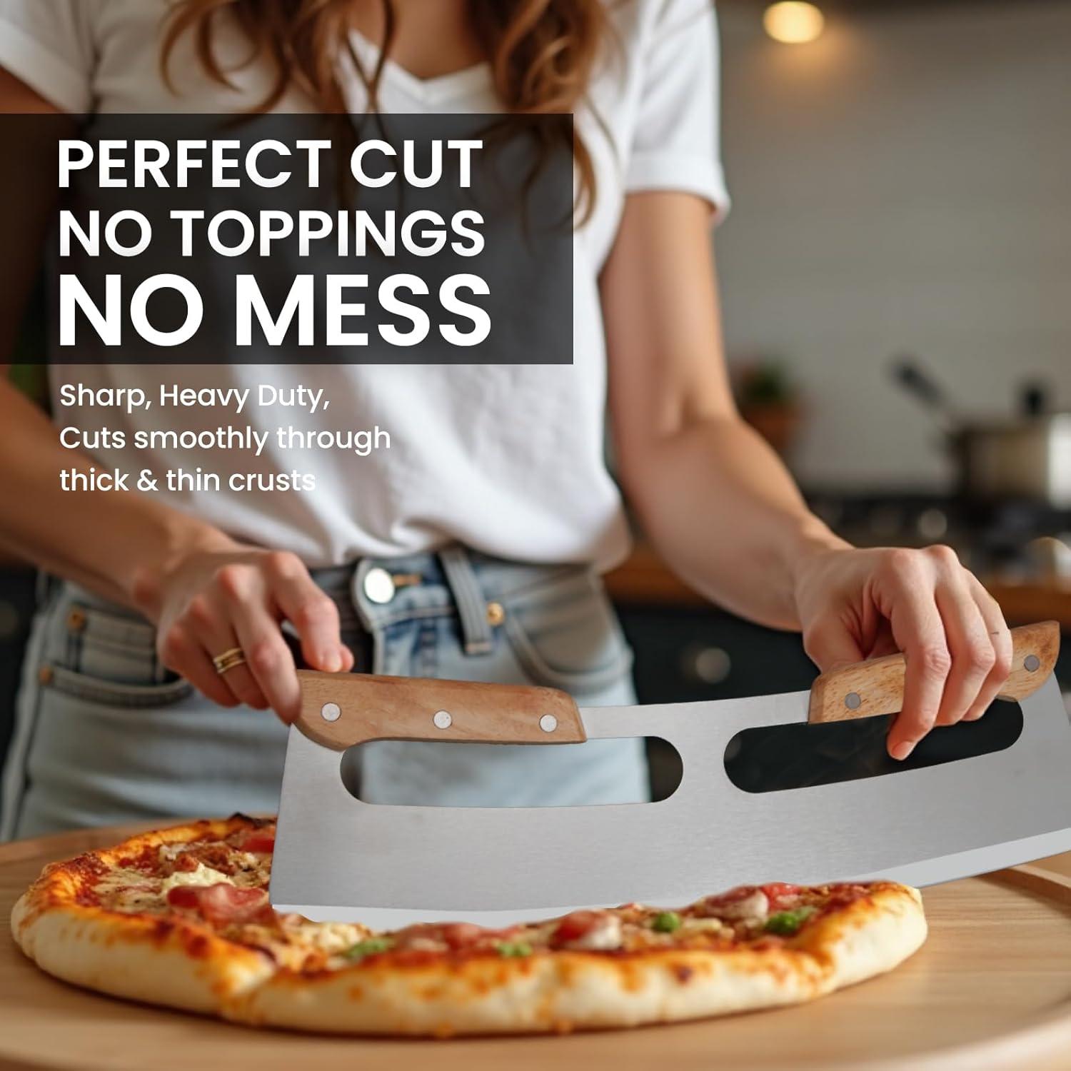 Cortador de Pizza SCHVUBENR 35.56 cm Acero Inoxidable Madera