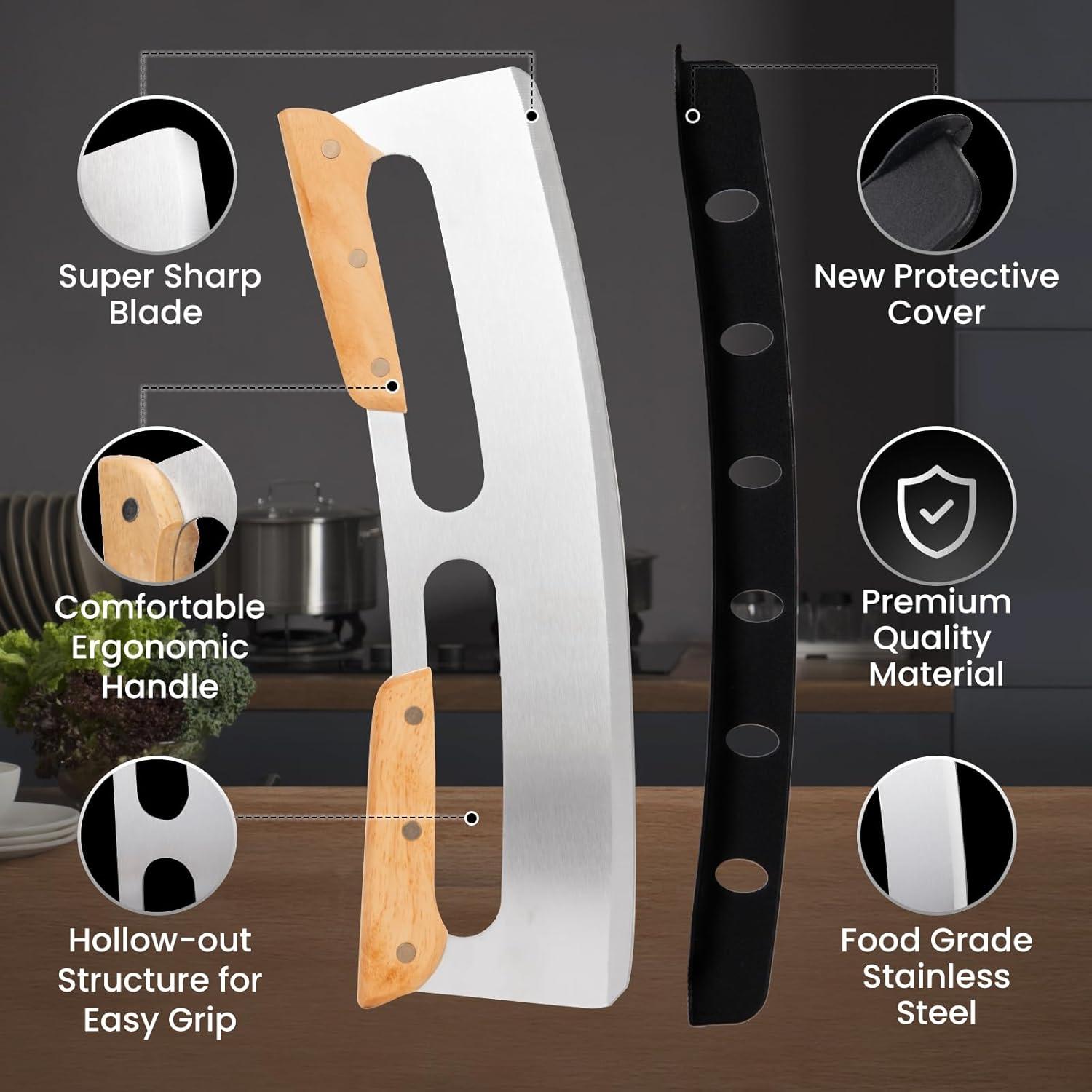 Cortador de Pizza SCHVUBENR 35.56 cm Acero Inoxidable Madera