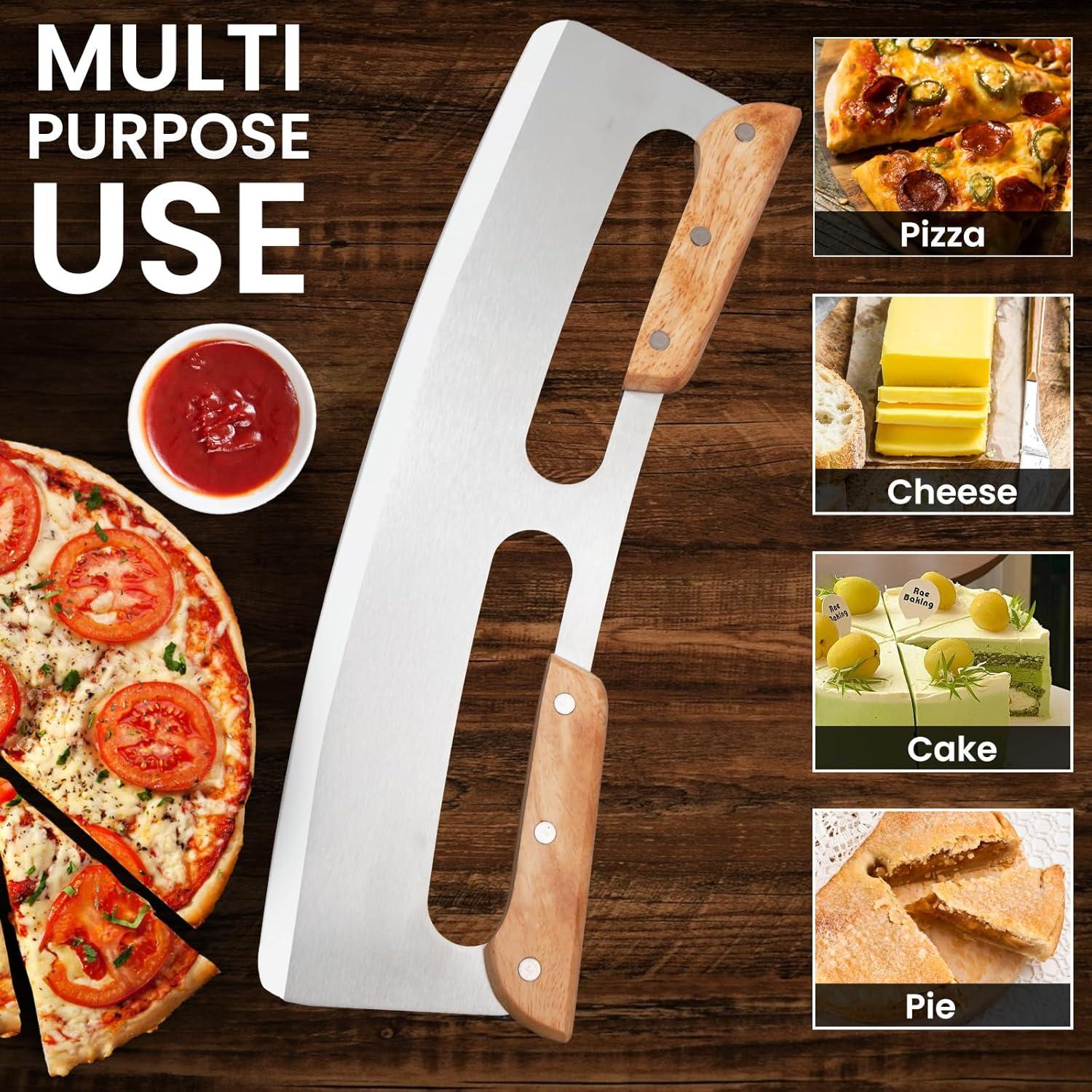 Cortador de Pizza SCHVUBENR 35.56 cm Acero Inoxidable Madera