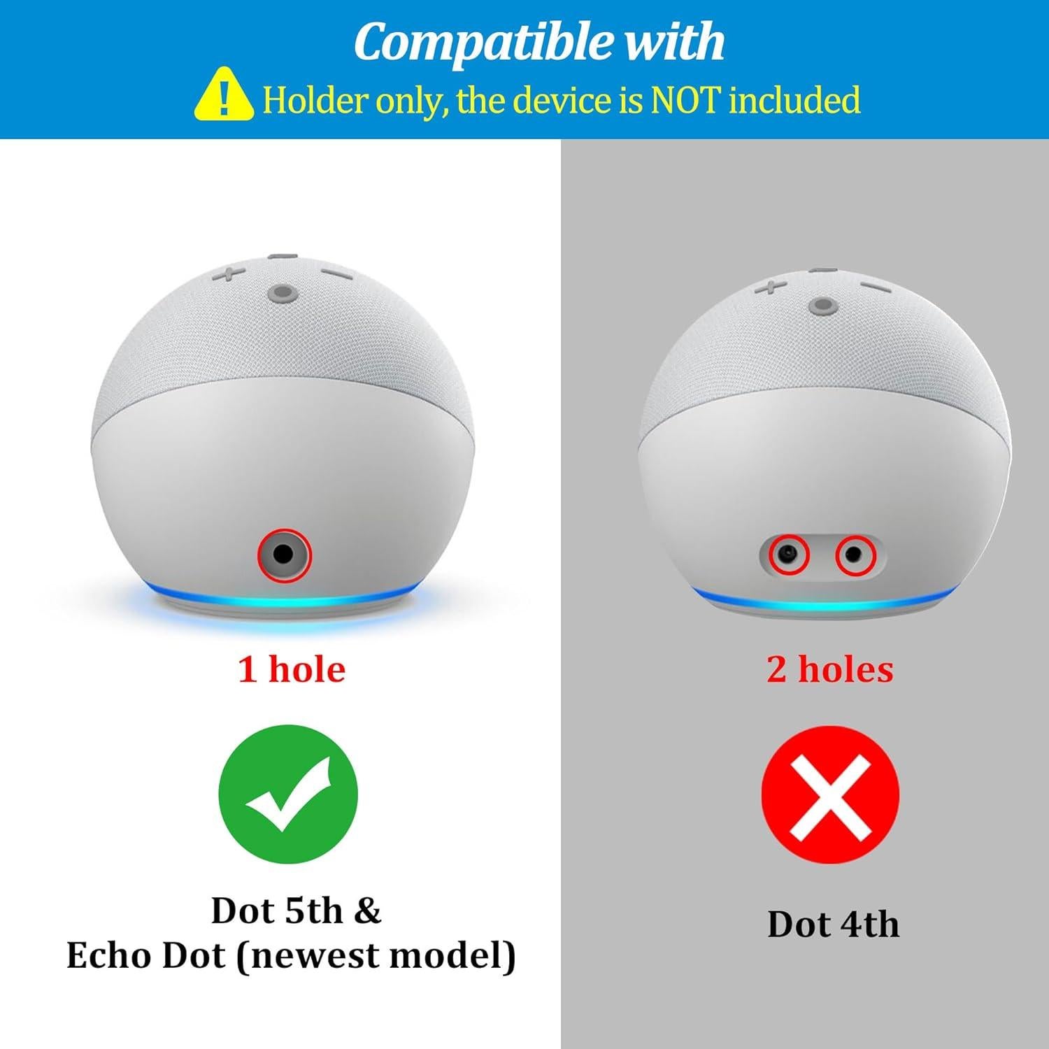 Soporte de Pared PlusAcc para Echo Dot 5ta Gen - Blanco