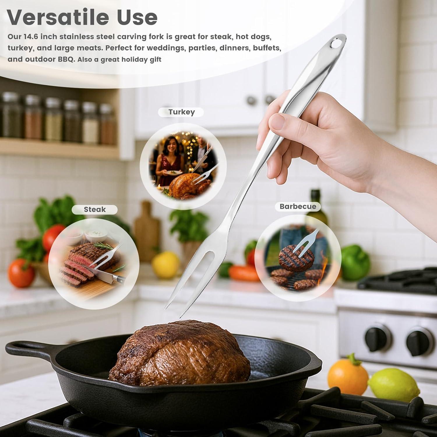 Tenedor de Tallar para Carne HANSGO 37.1 cm Acero Inoxidable